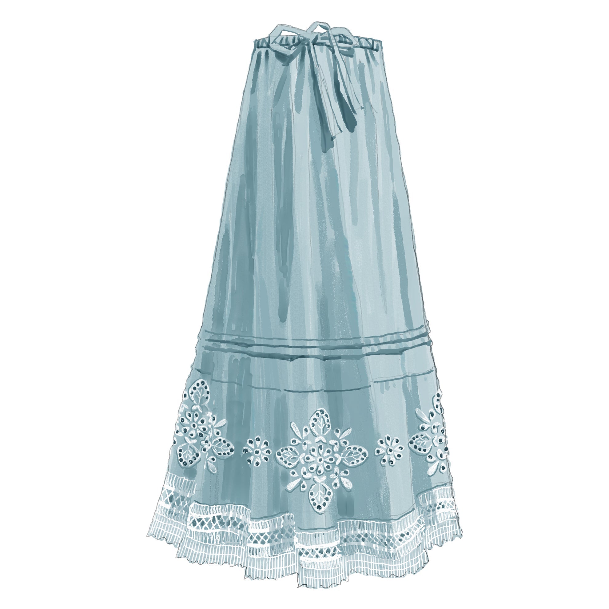 Vintage Eyelet SkirtLight Blue