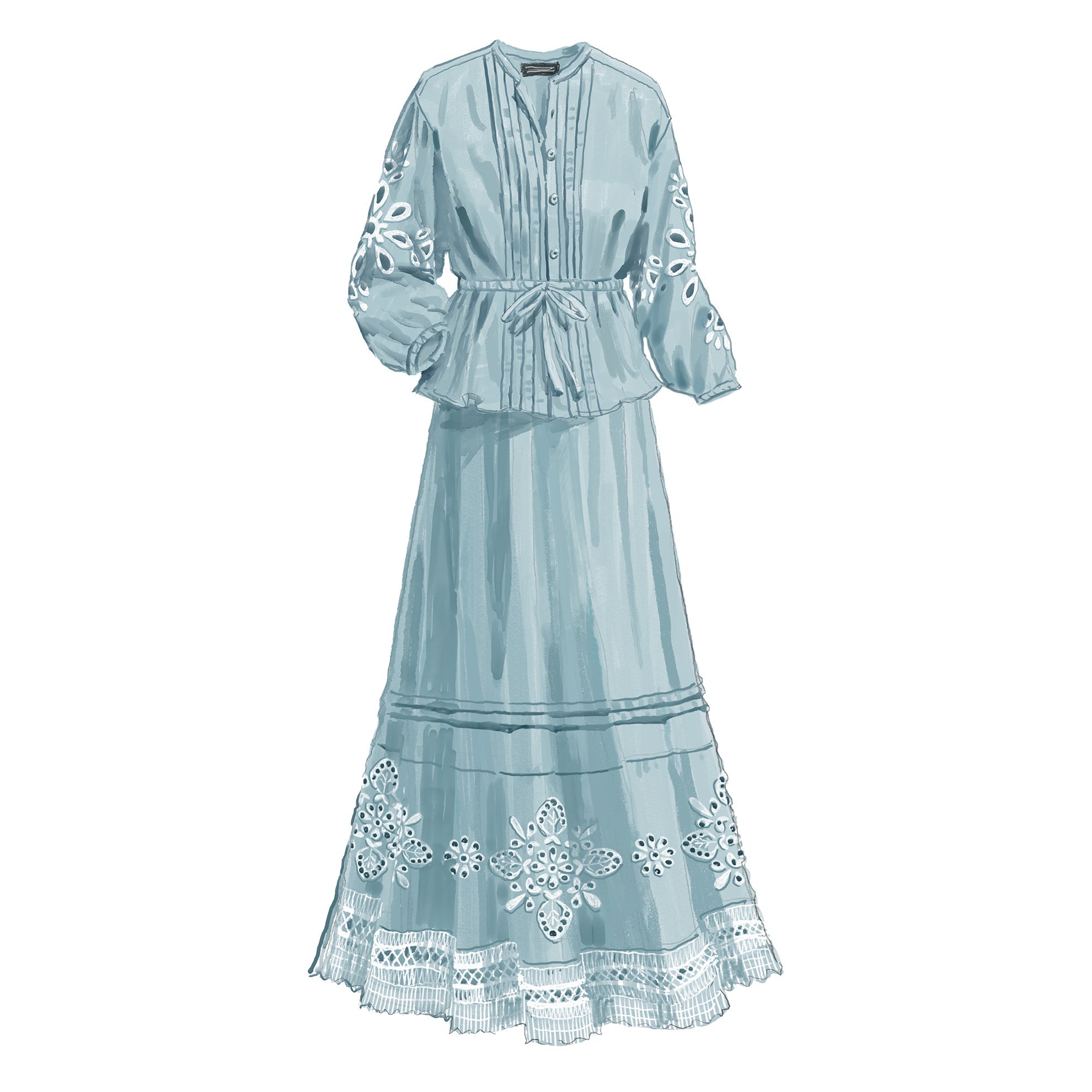 Vintage Eyelet TopLight Blue