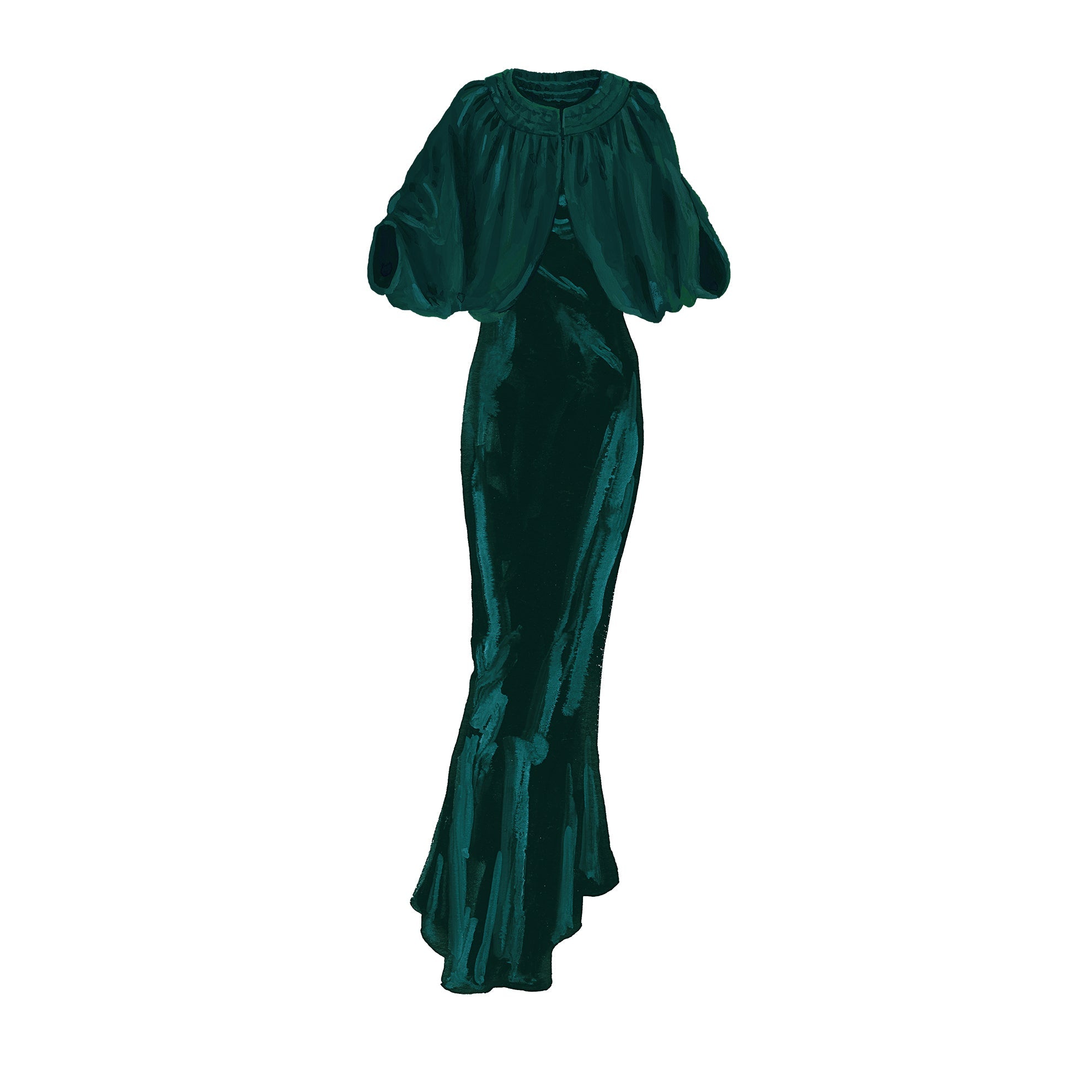 1930s Velvet Evening DressTeal