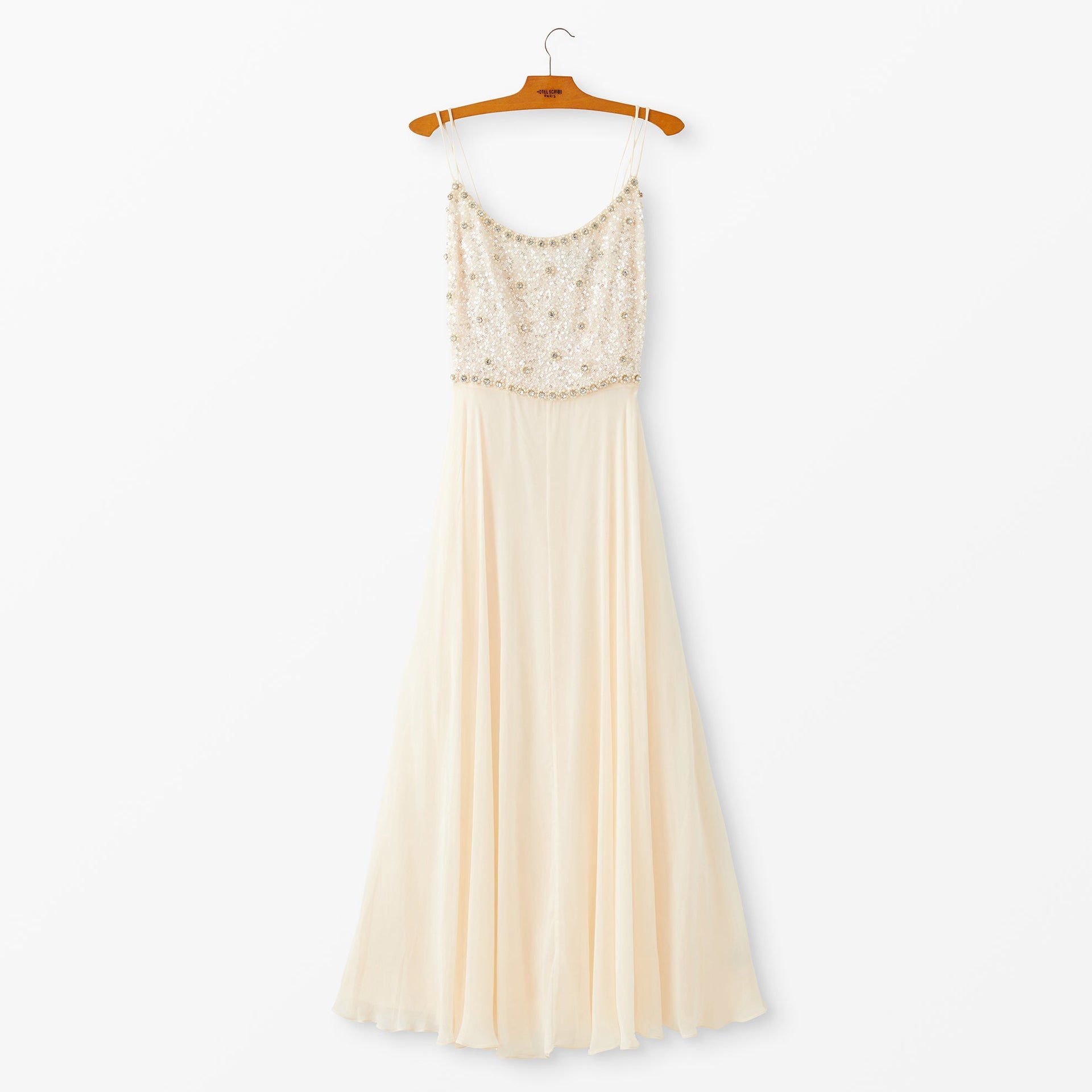 Chiffon with Beaded Waistband Long Dress Plum