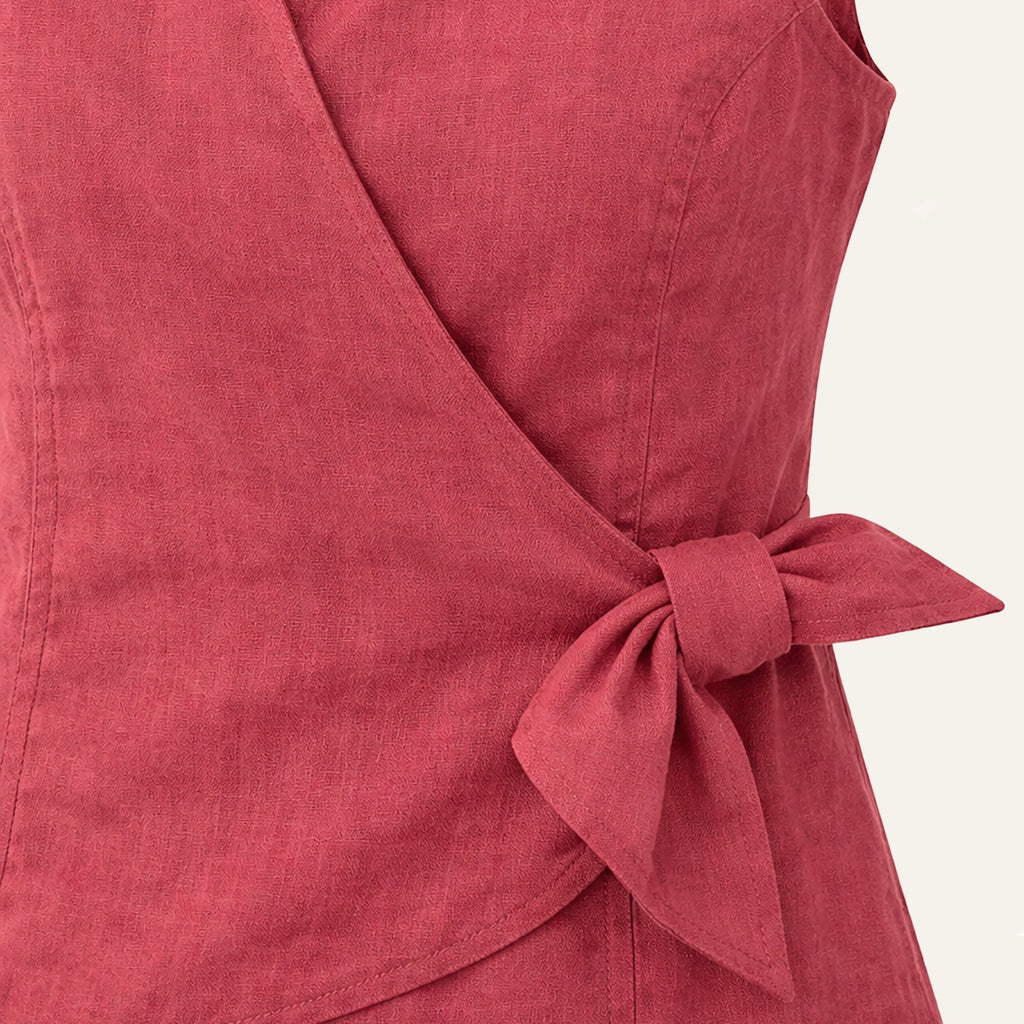 Lana's Tie - Front Linen BlouseRose