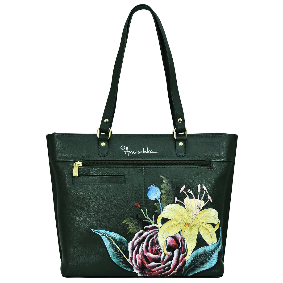 Hand - Painted Croc Embossed ToteVintage Floral