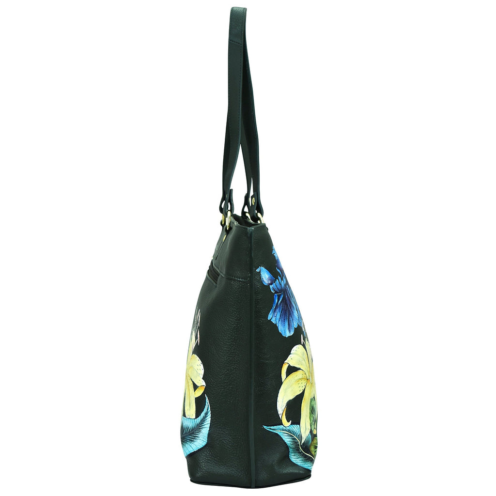 Hand - Painted Croc Embossed ToteVintage Floral