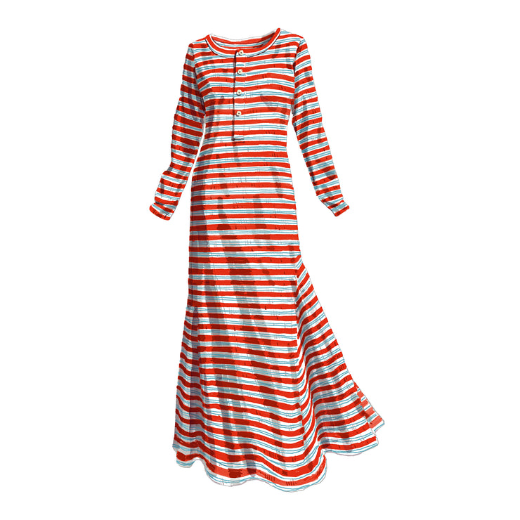 Striped Henley Knit Dress