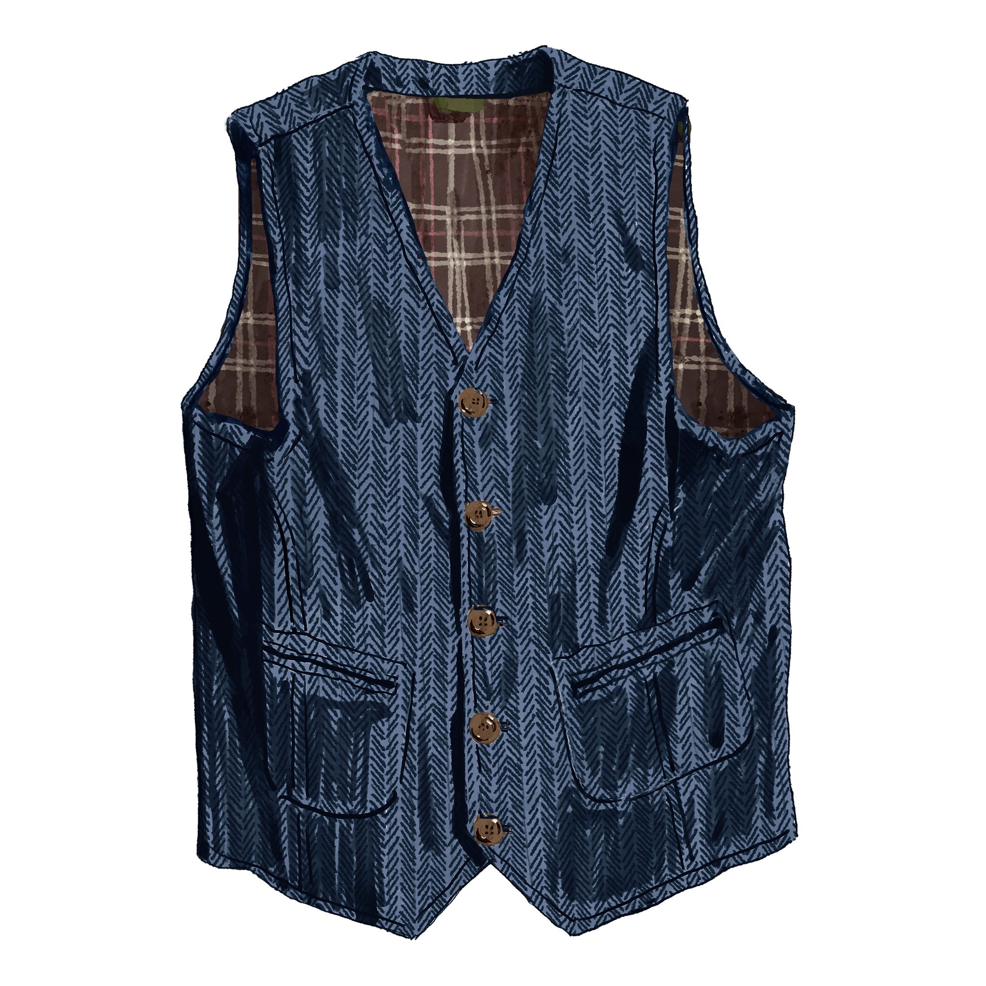 Back East Herringbone VestIndigo