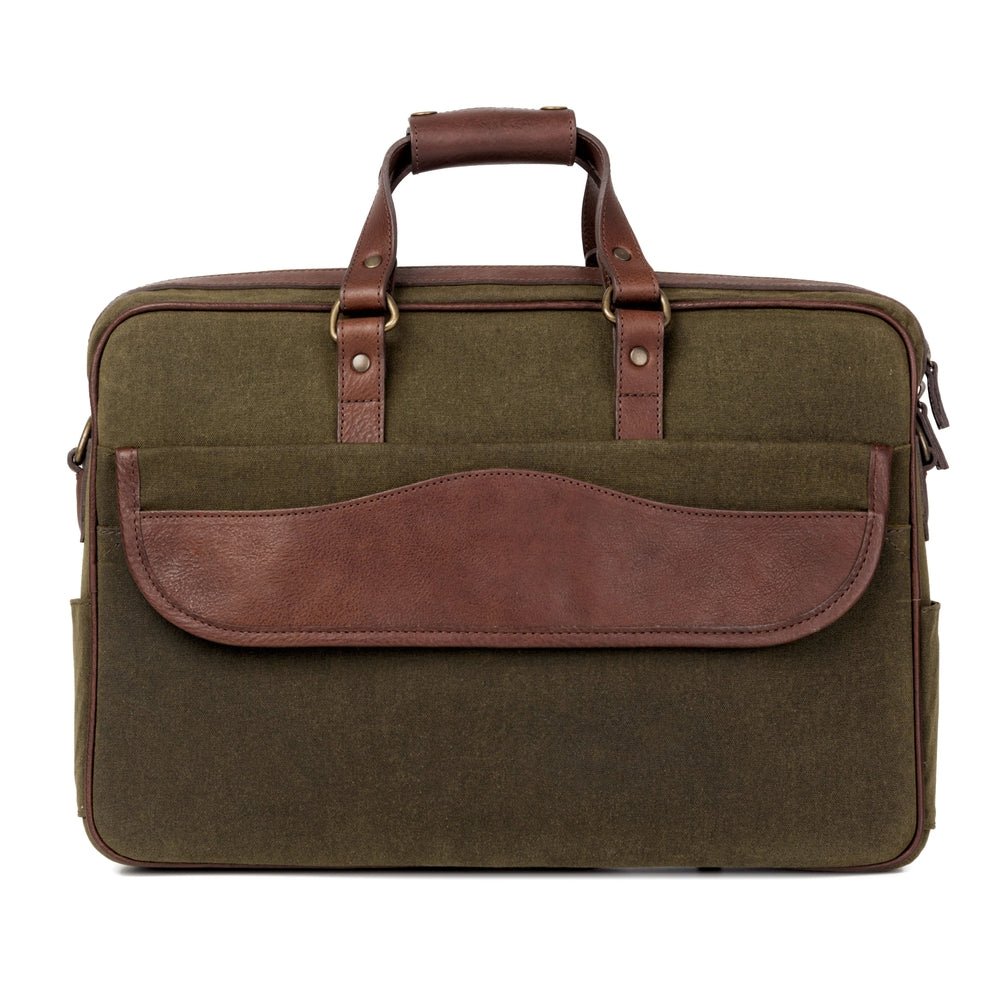 Campaign Waxed Canvas BriefcaseSmoke - Forest