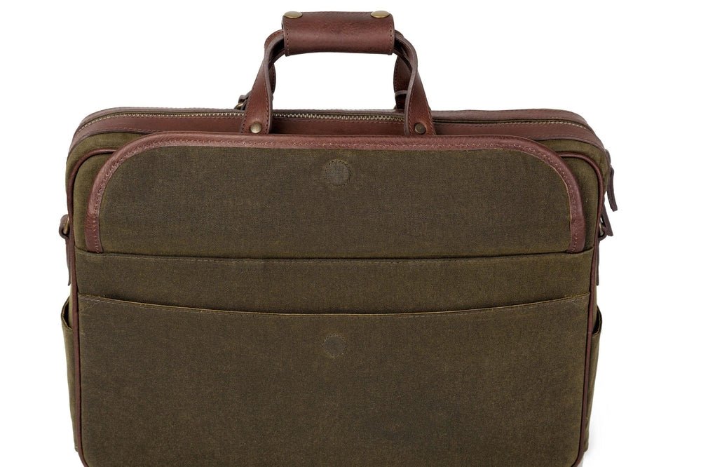 Campaign Waxed Canvas BriefcaseSmoke - Forest
