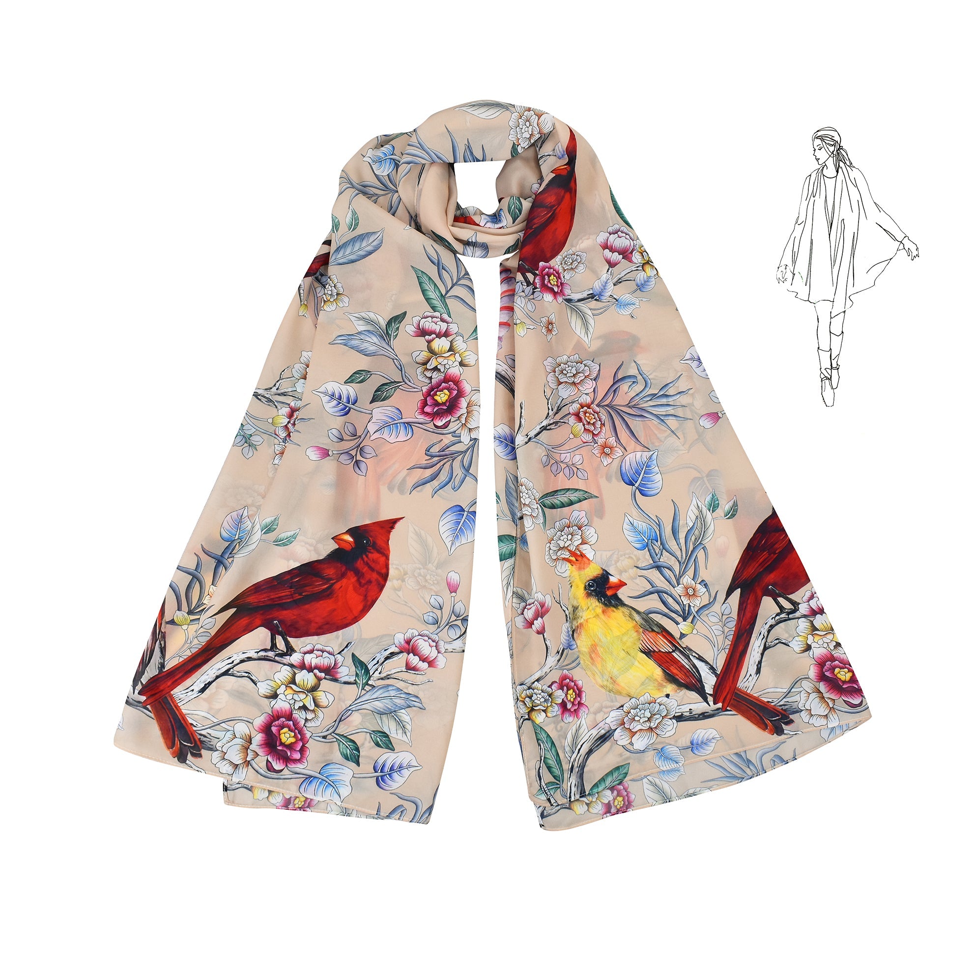 Cardinals Printed Chiffon ScarfCardinal