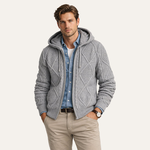 Cashmere Blend Cable Hoodie - The J. Peterman Company
