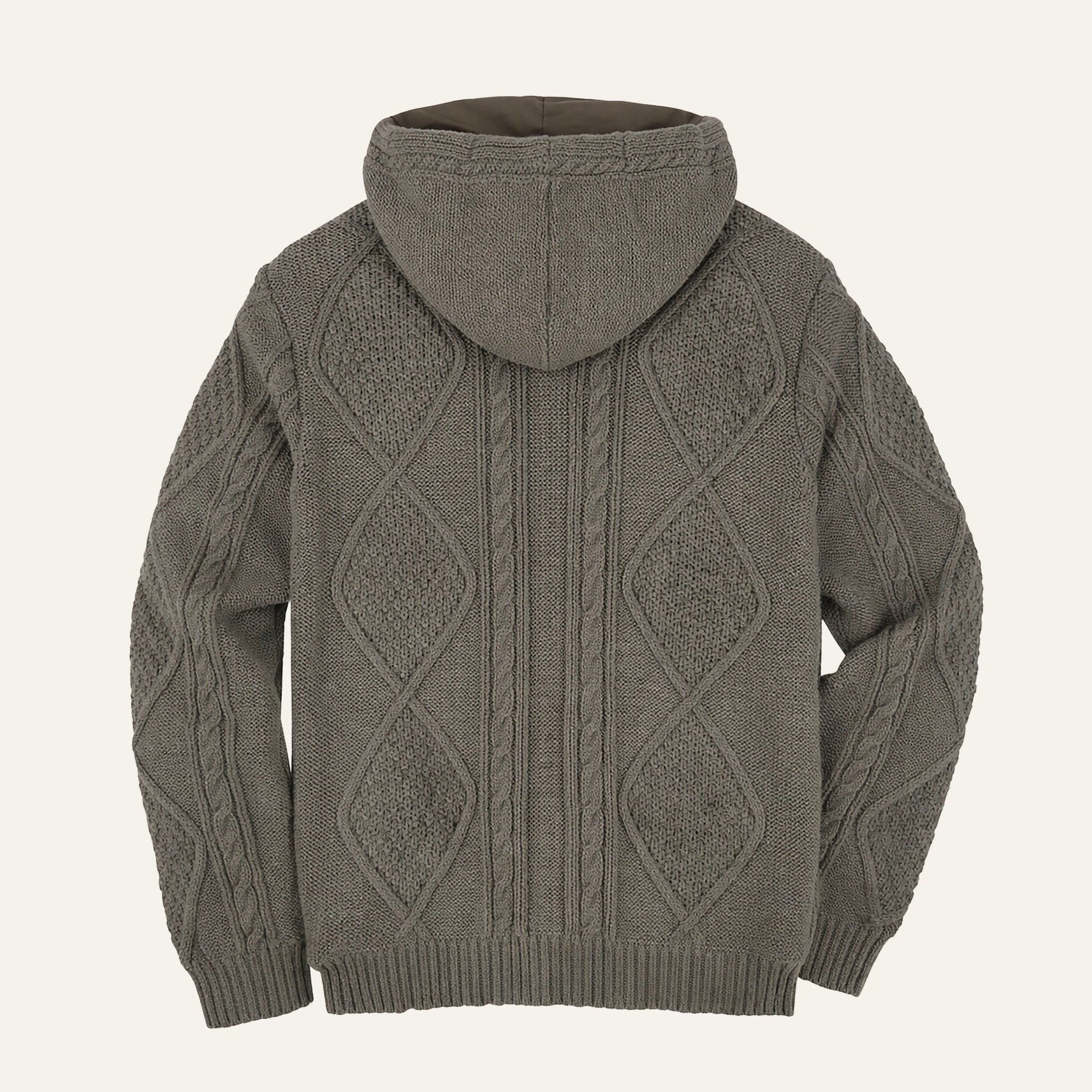 Cashmere Blend Cable HoodieOlive
