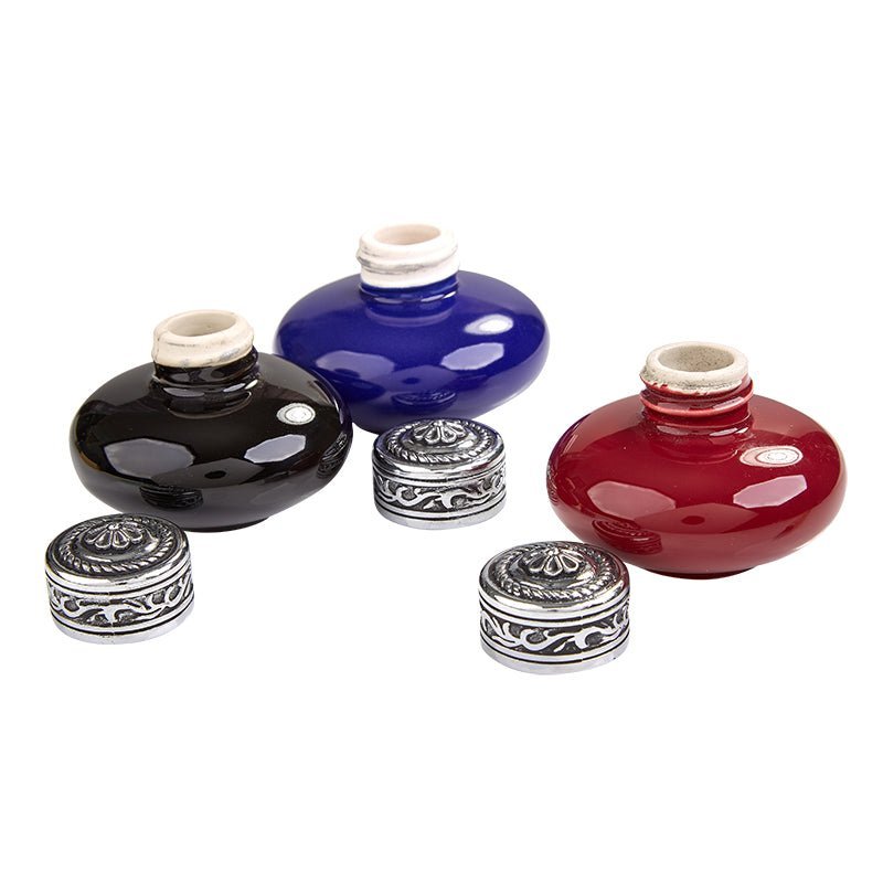 Ceramic Inkwells with Silver Metal ScrewtopBlack Ceramic