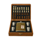 Chess Set with Harris Tweed FlaskBrown Herringbone