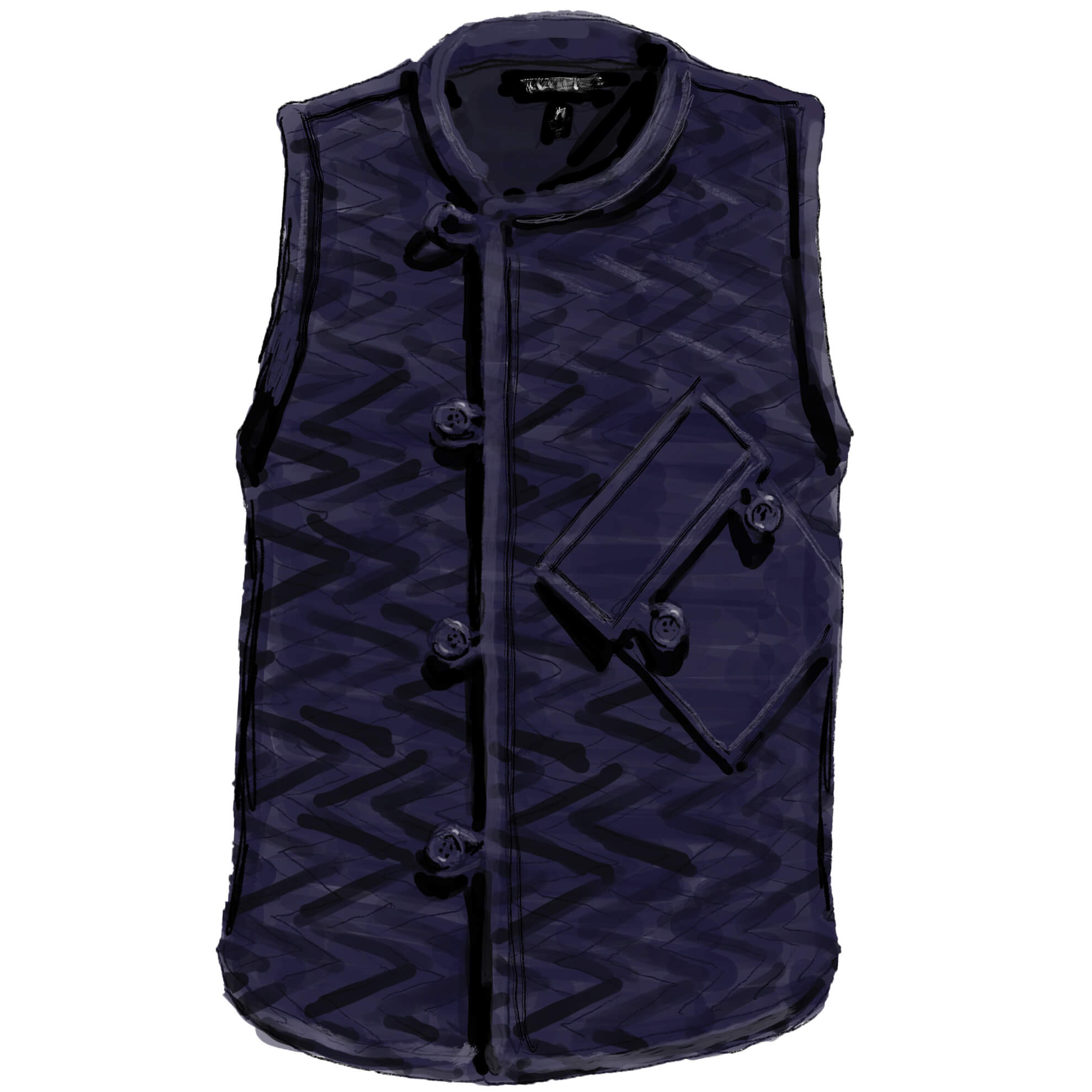 Chevron Quilted VestNavy