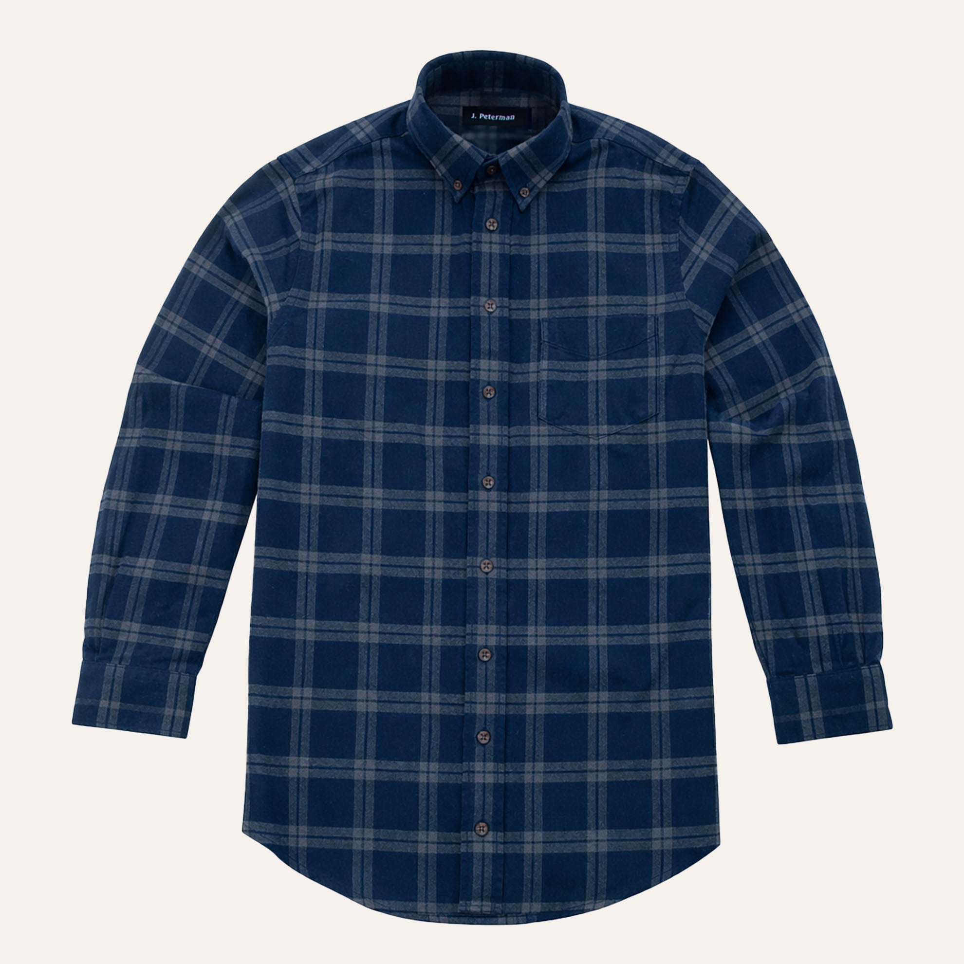 Double Brushed Flannel ShirtNavy Grey Plaid