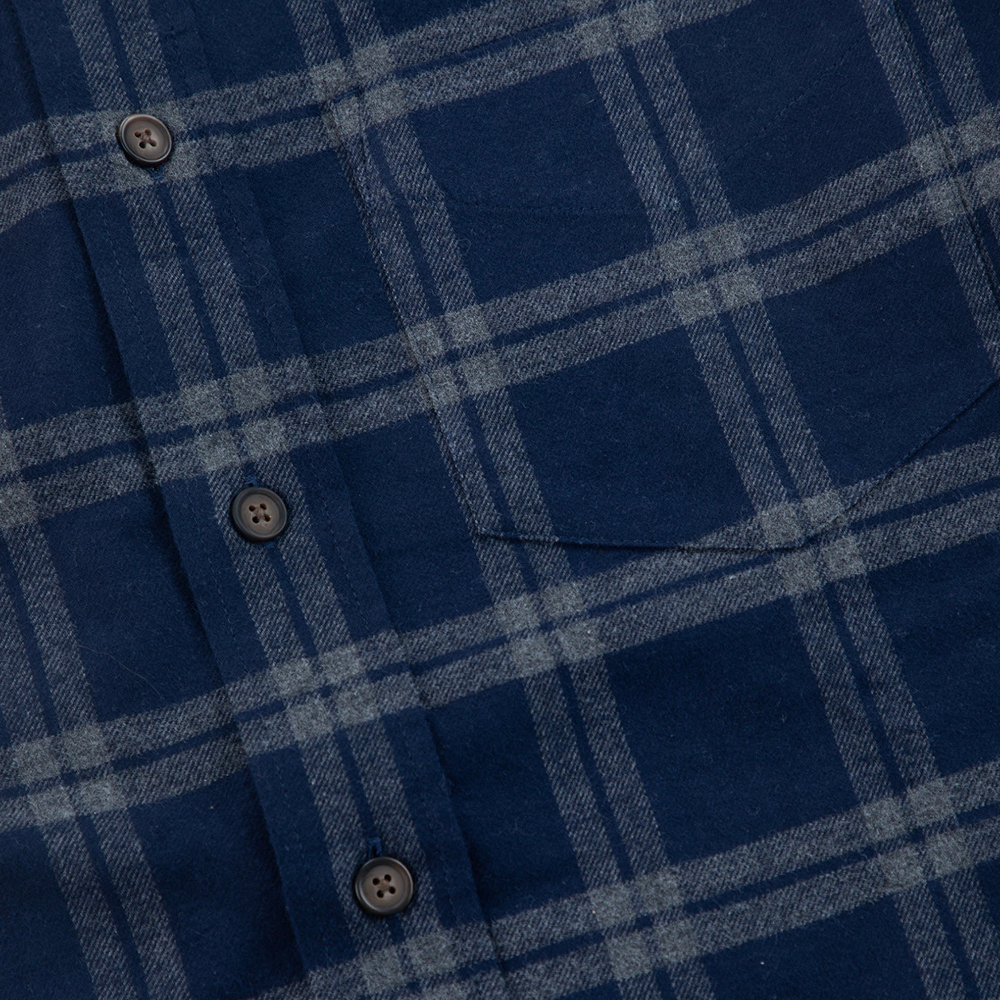 Double Brushed Flannel ShirtNavy Grey Plaid
