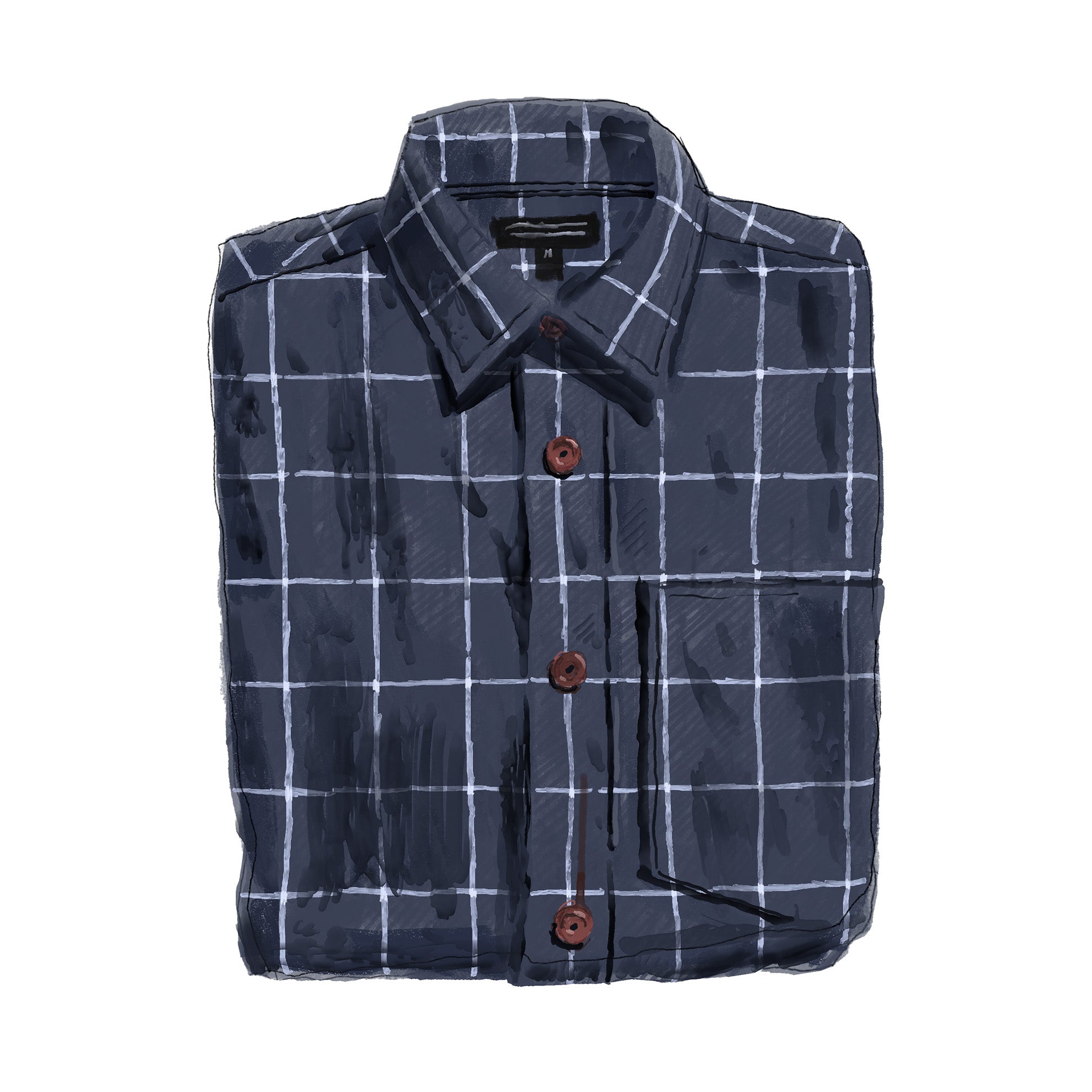 Double Brushed Flannel ShirtNavy Grey Plaid