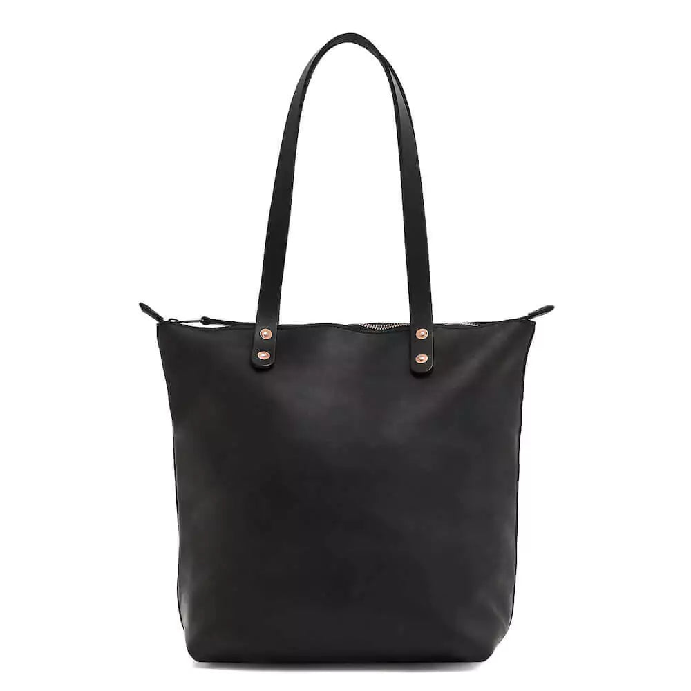 Eden SMALL Leather Tote Bag - ZipperedCarbon
