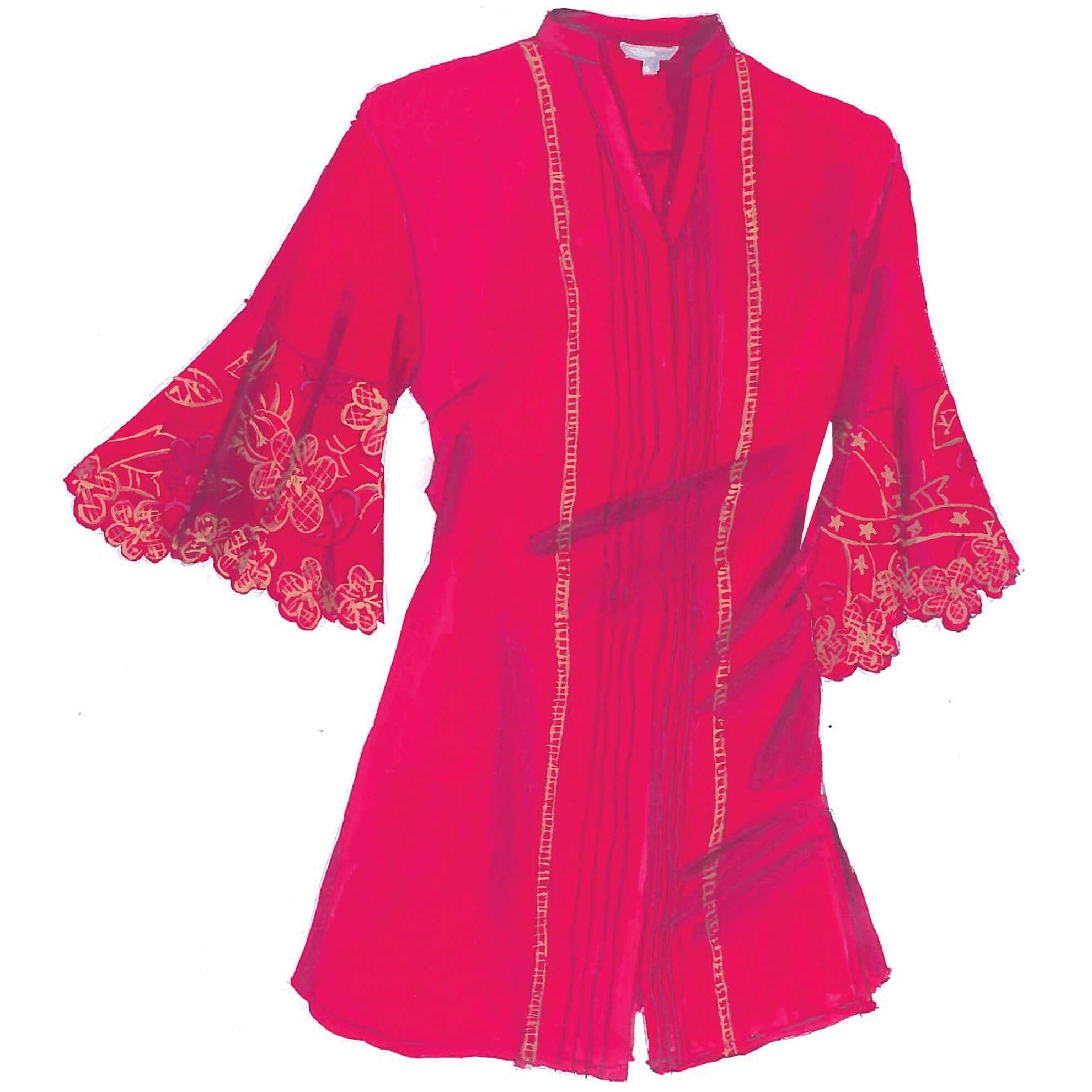 Embroidered Sleeve TunicHot Pink