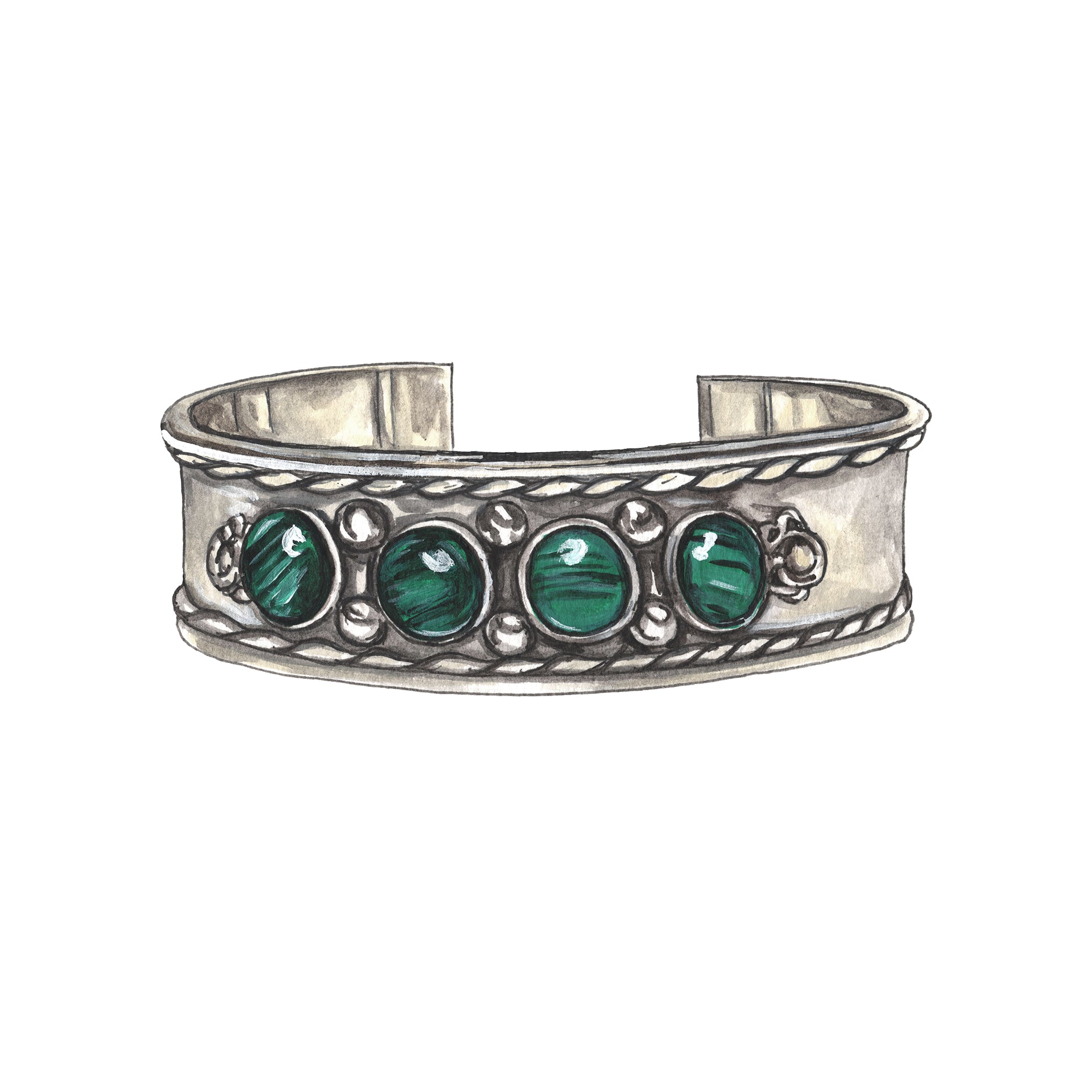 Four Stones Sterling Silver Cuff - The J. Peterman Company