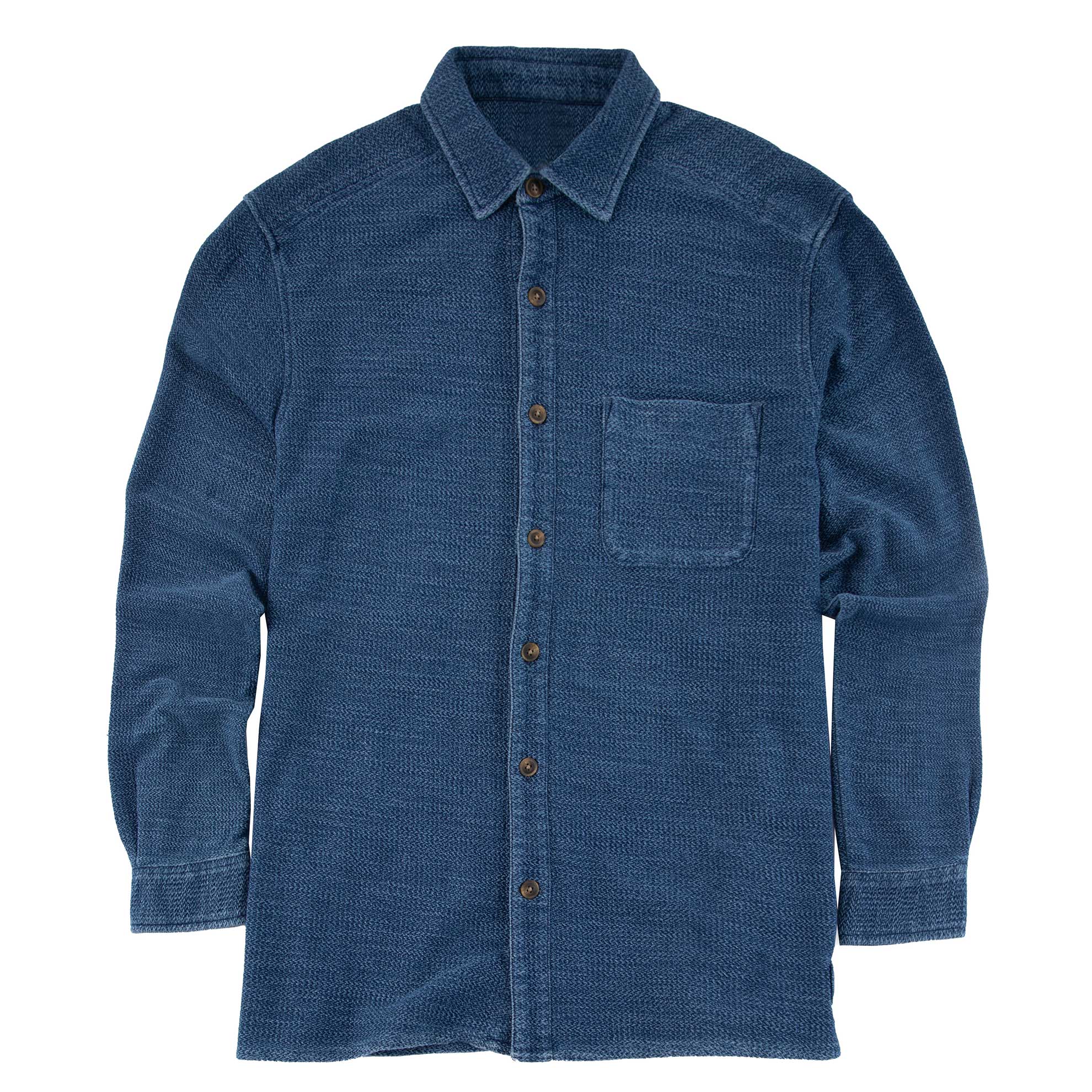 LS Reverse French Terry Button Front Shirt - The J. Peterman Company