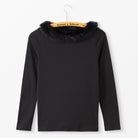 Fur Collar Knit TopBlack