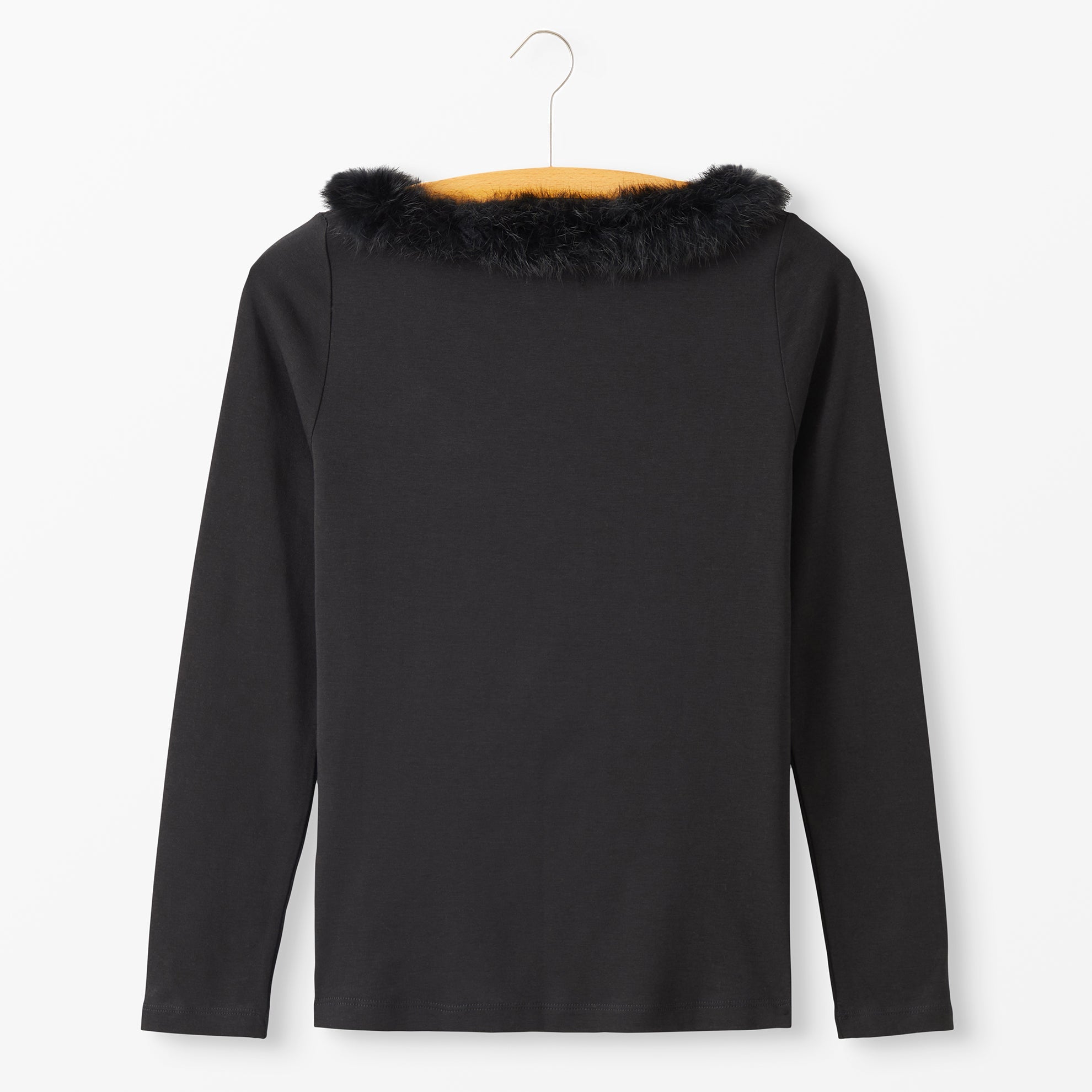 Fur Collar Knit TopBlack