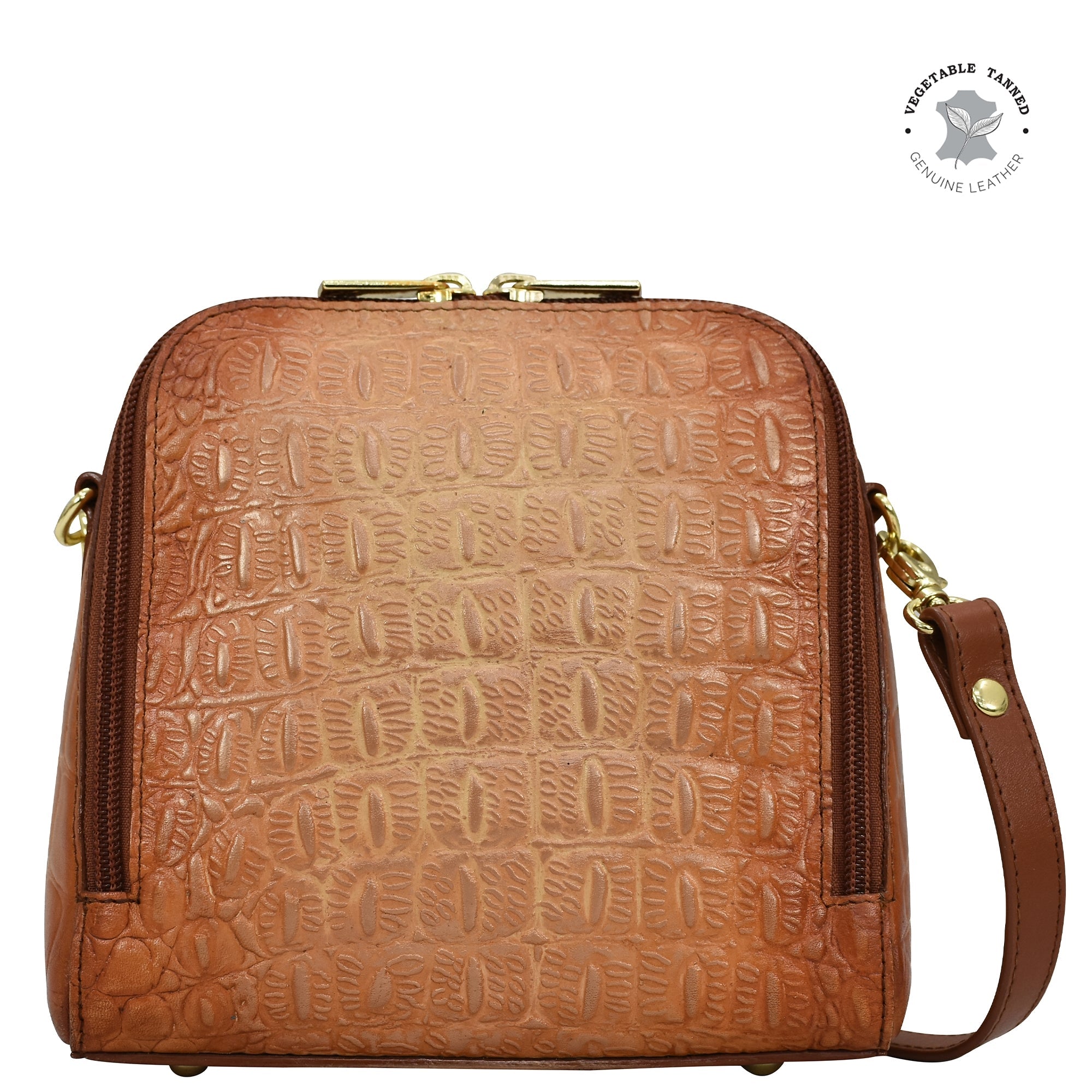 Hand Painted Croc Embossed Travel OrganizerCaramel