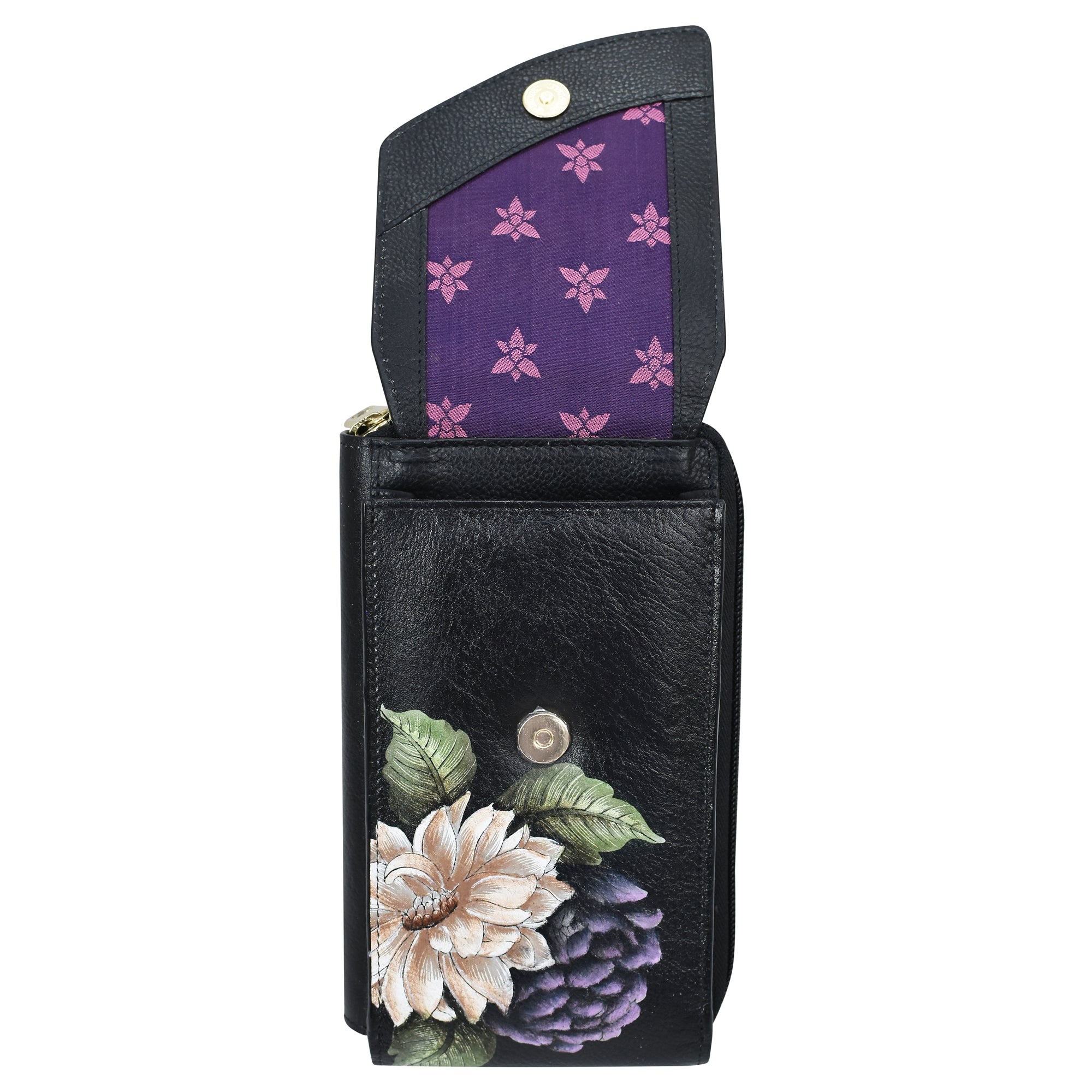 Hand Painted Crossbody Phone Wallet OrganizerHummingbird Heaven