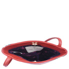 Hand Painted Leather Mini Double Zip Travel CrossbodyFloral Crimson