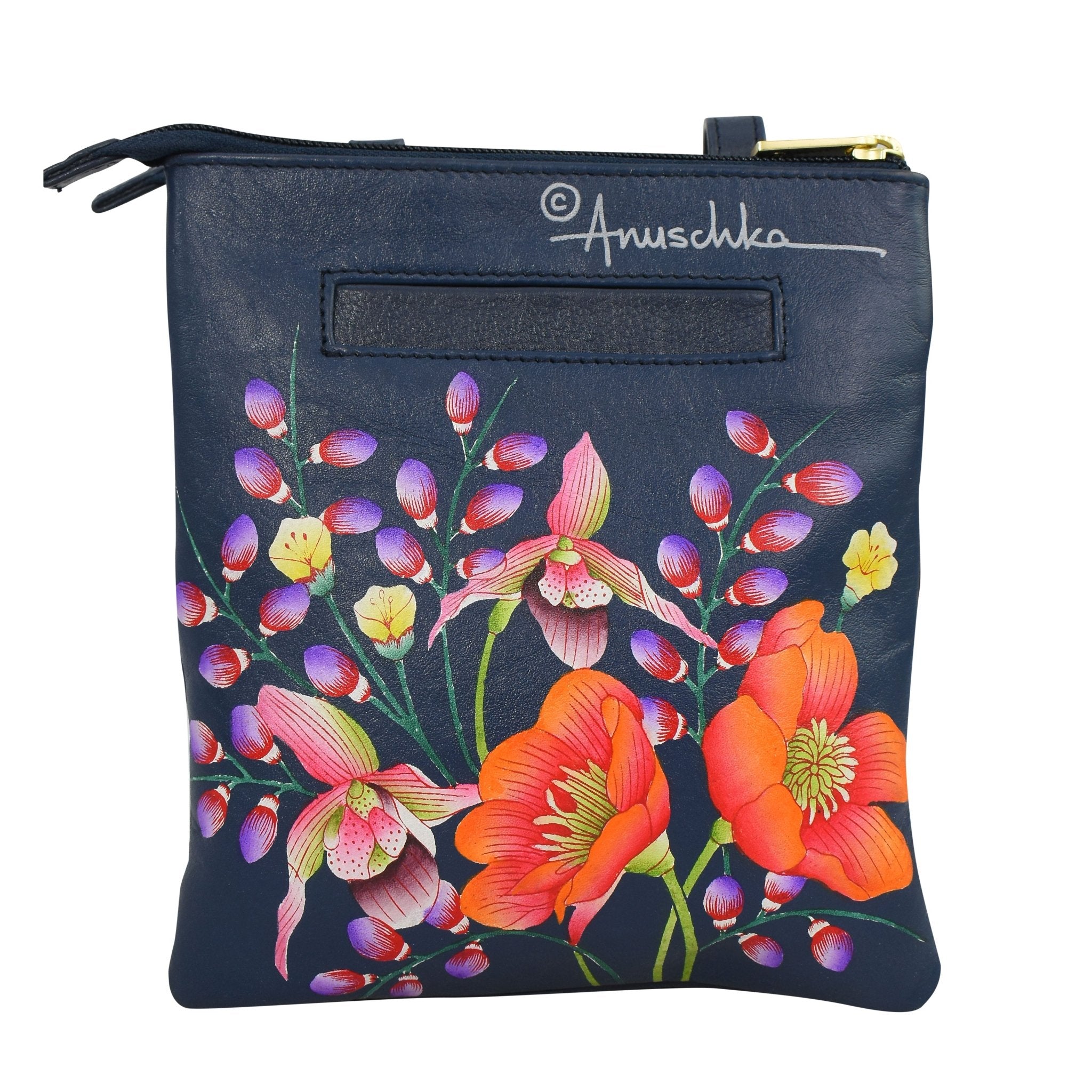 Hand Painted Triple Compartment CrossbodyMoonlight Meadow