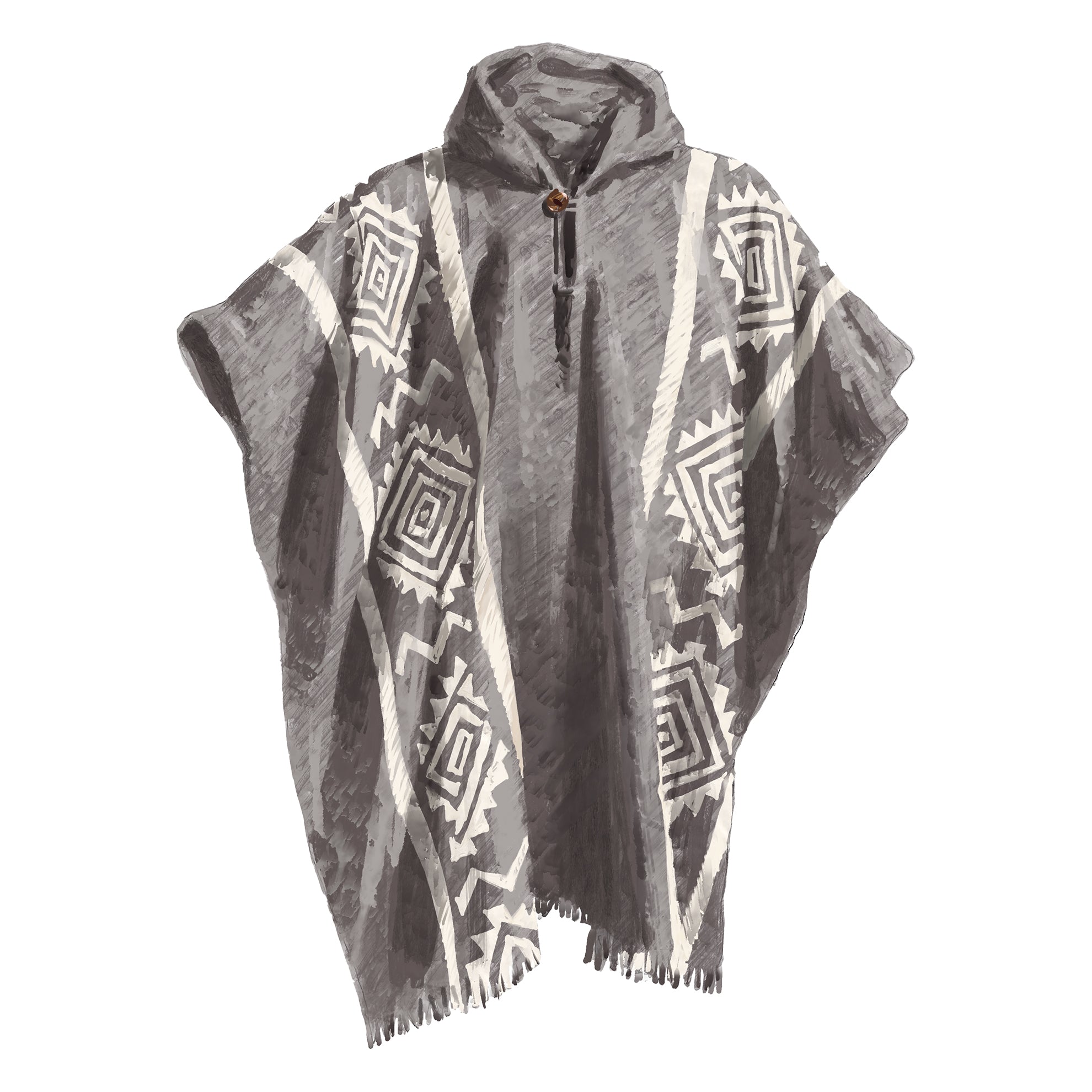 Handwoven Ecuadorian PonchoGrey