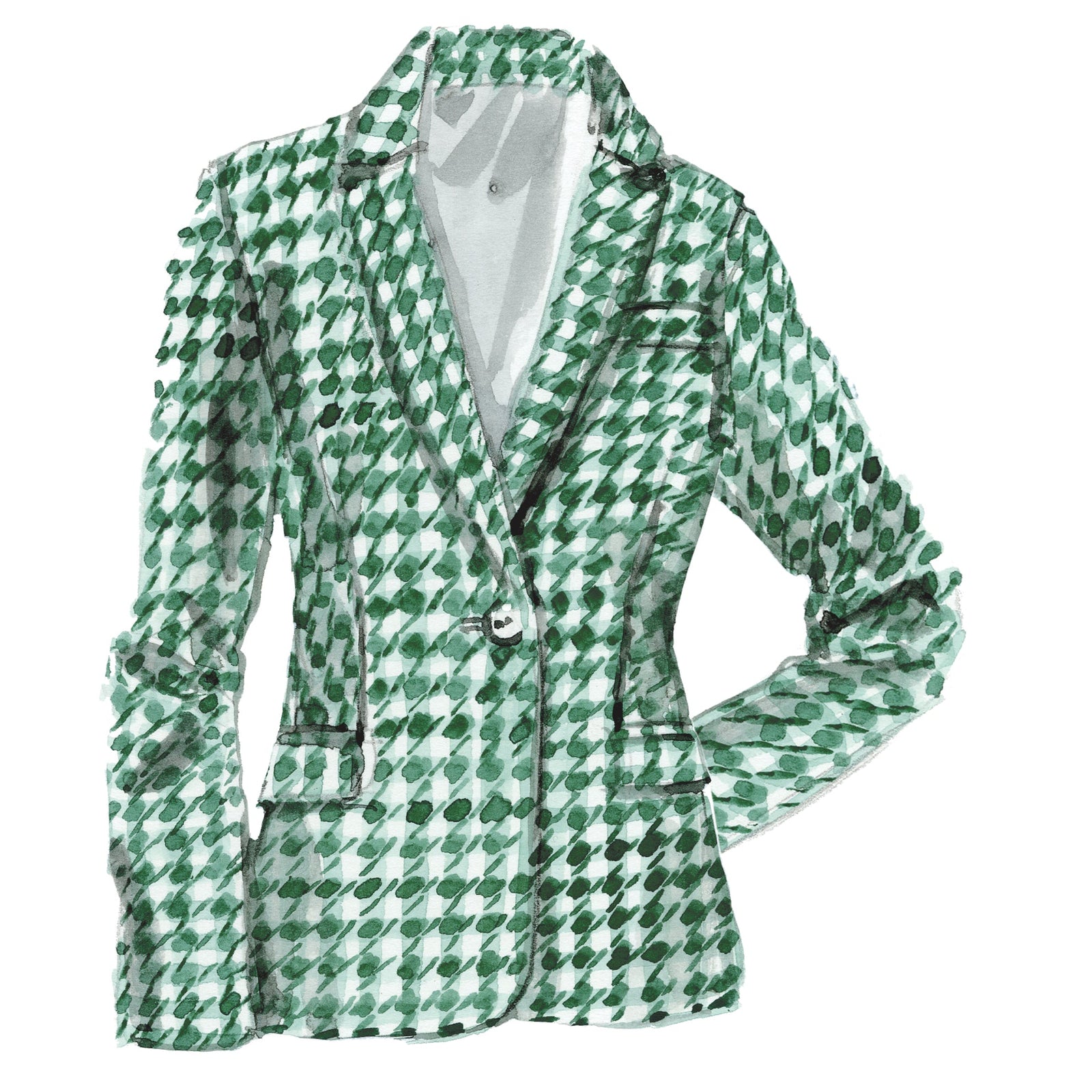Houndstooth Lapel Collar Blazer