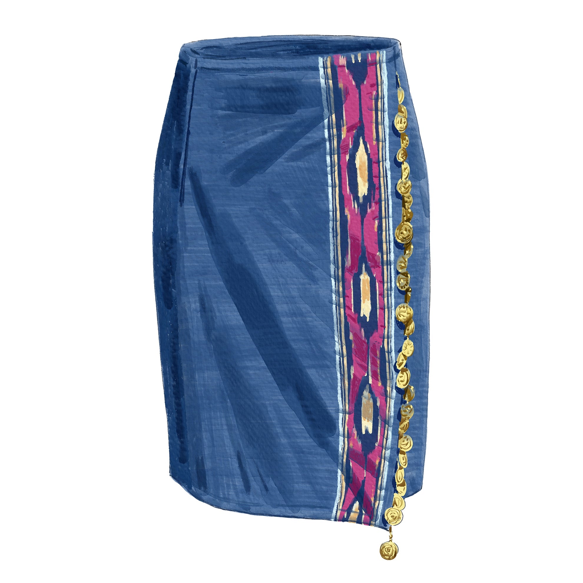 Ikat Wrap SkirtNavy Ikat