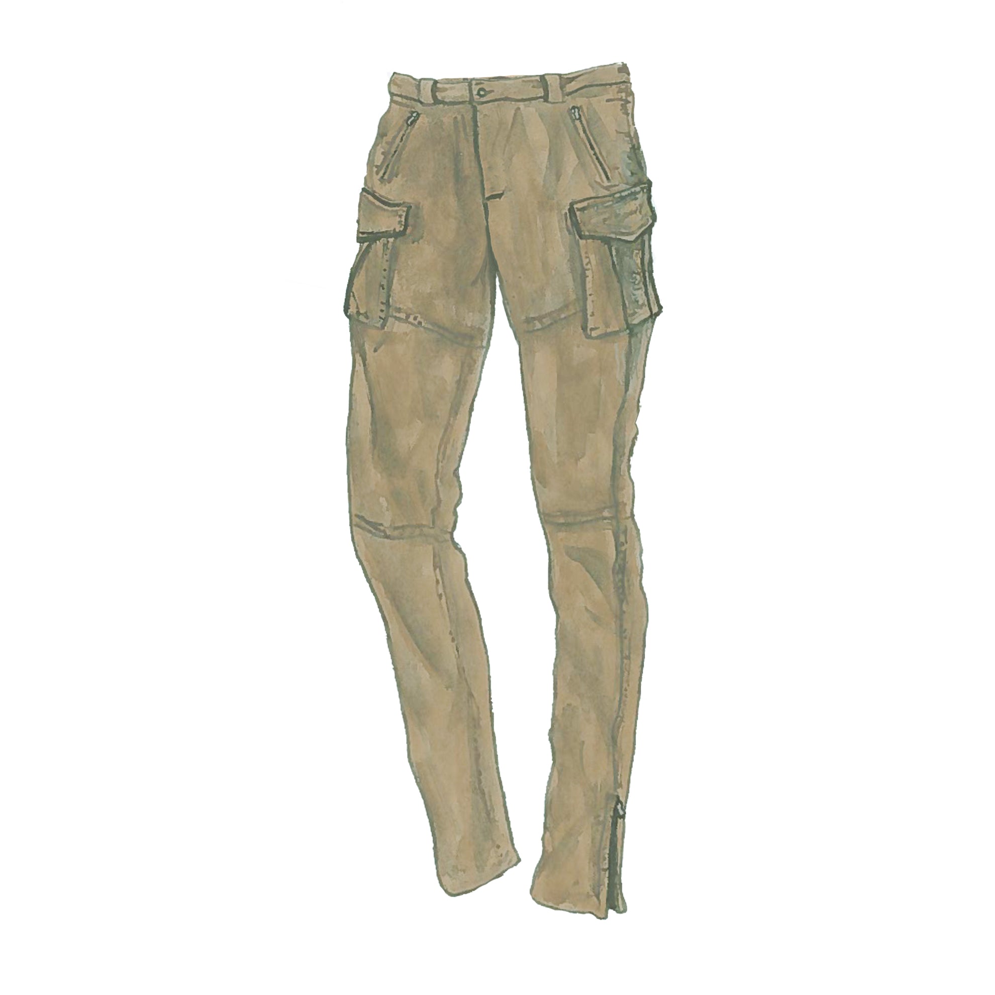 Italian Stretch Sateen Cargo PantsOlive