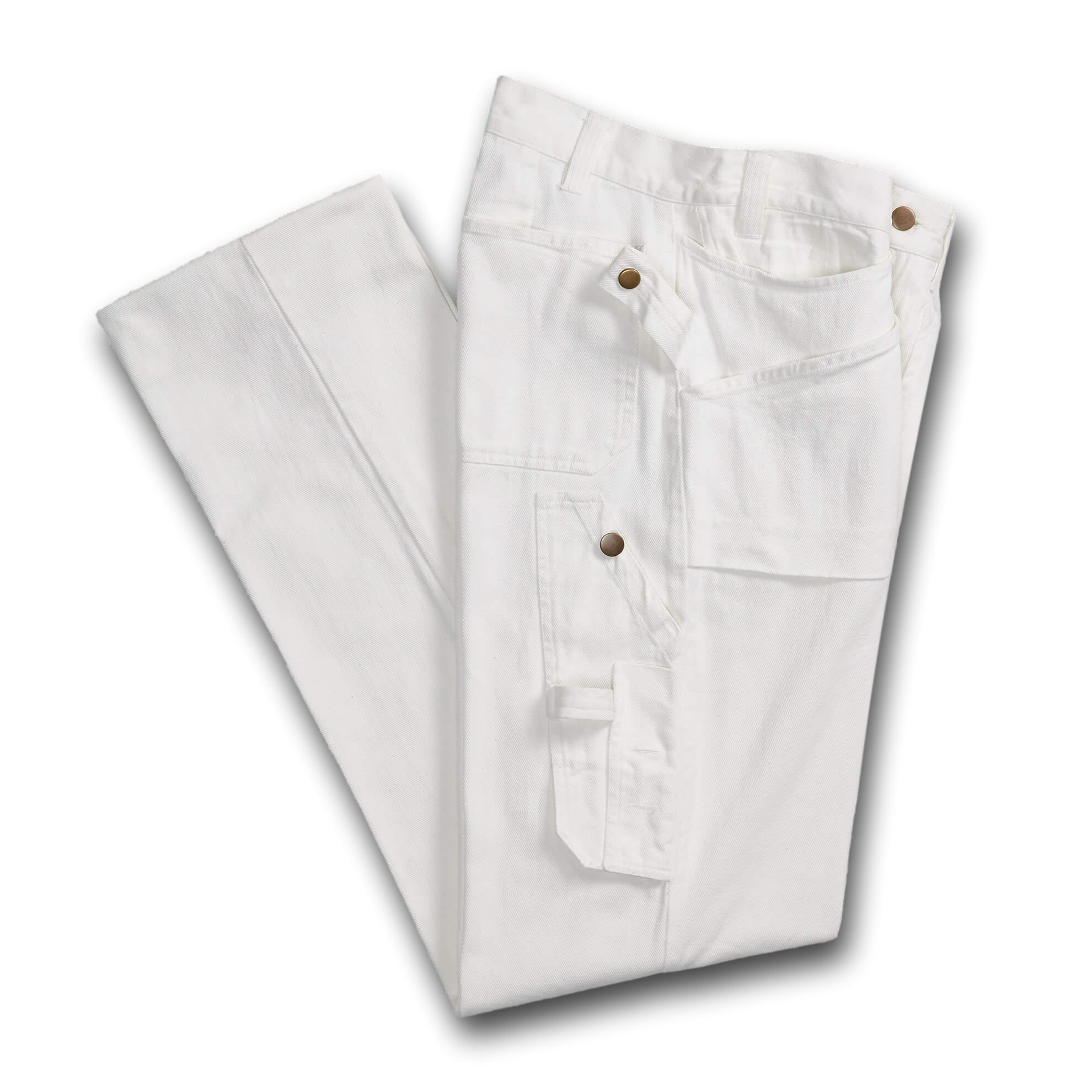 J. Peterman Men's Relaxed Fit Cotton Painter's Pants - Off-White