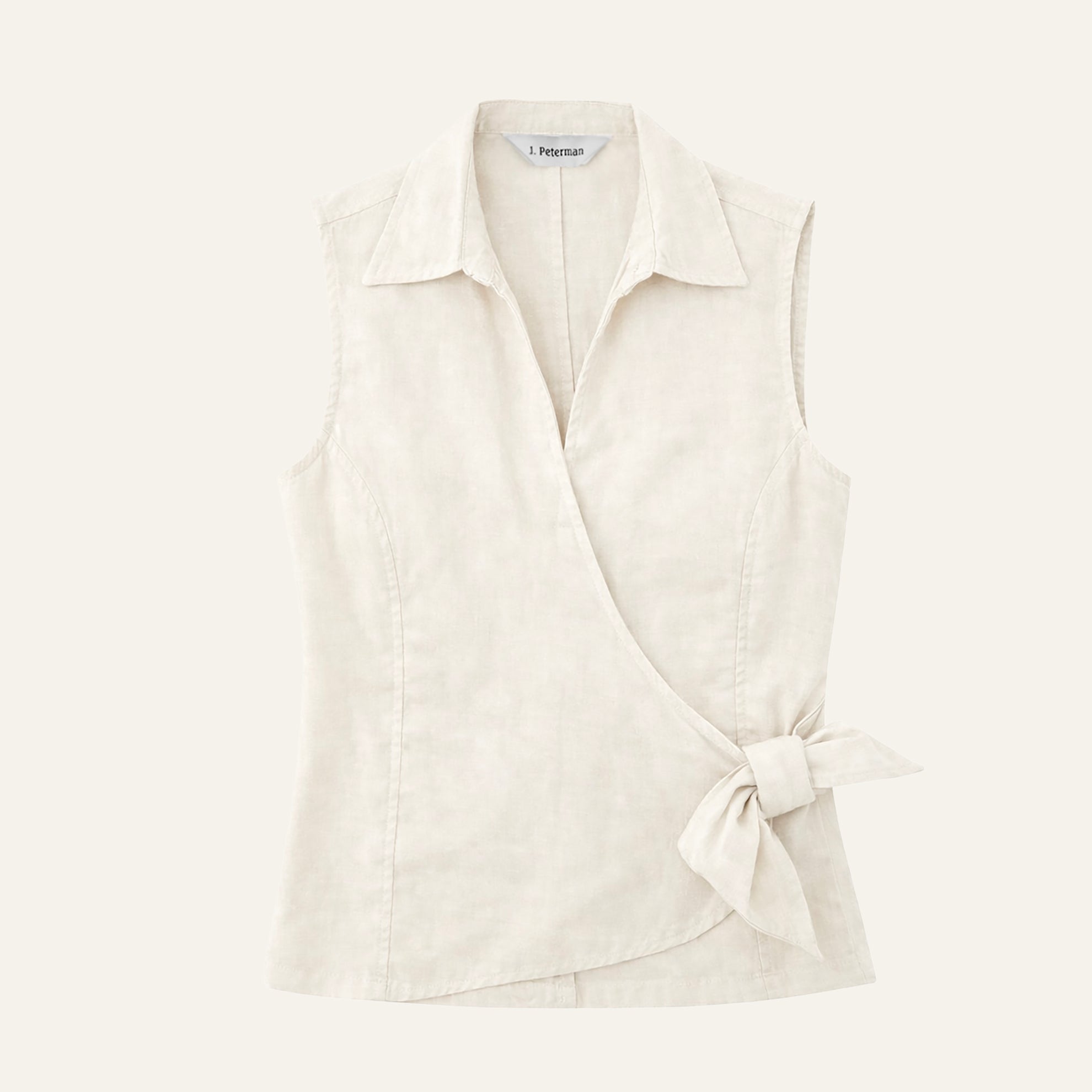 Lana's Tie - Front Linen BlouseIvory