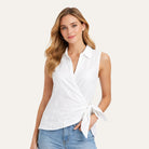 Lana's Tie - Front Linen BlouseIvory