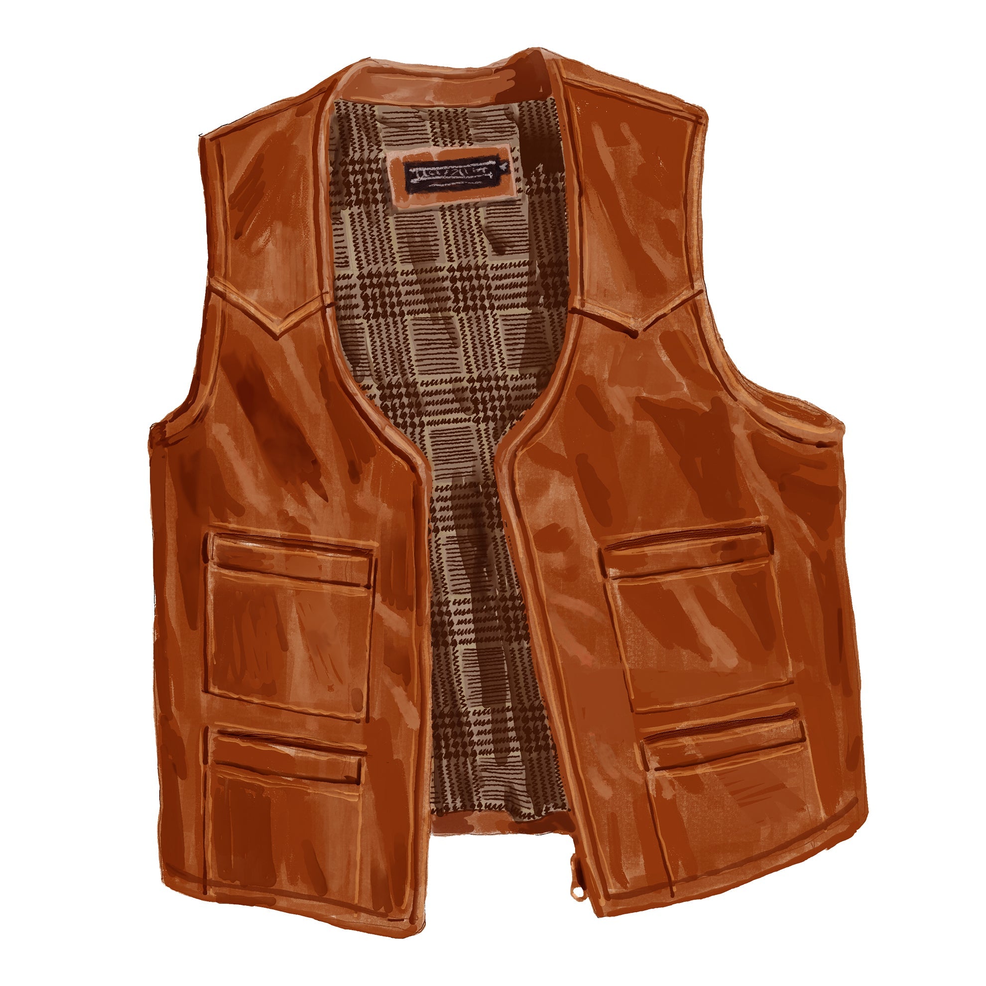 Vintage leather retailer & wool western rancher vest