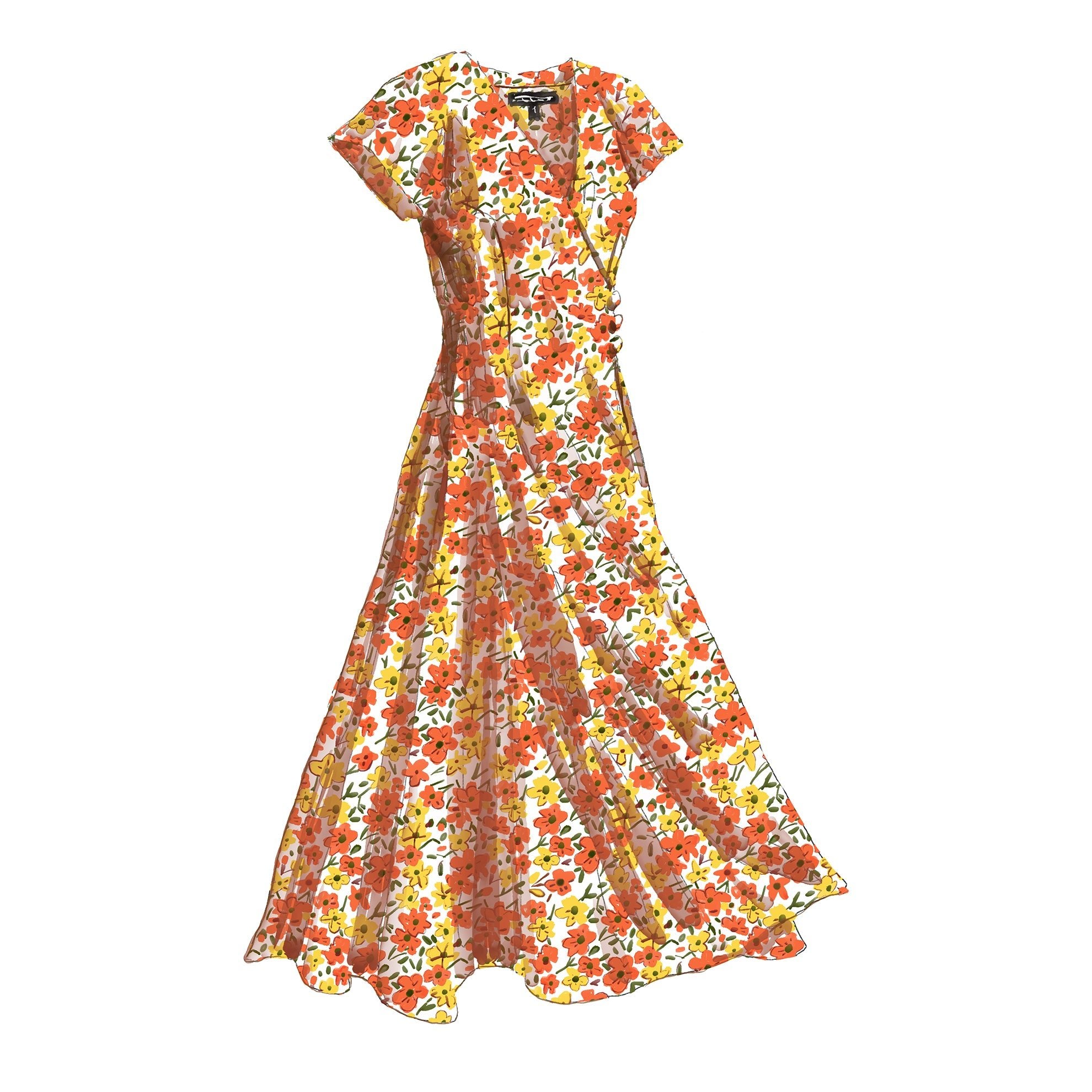 Limited Edition Versatile Wrap DressOrange Floral