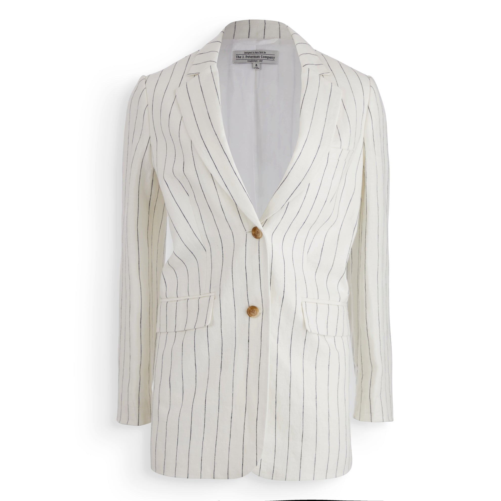 J. shops Peterman Striped Casual Presentation Sports Blazer White Gray