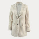 Linen Oversized BlazerKhaki Ivory Stripe
