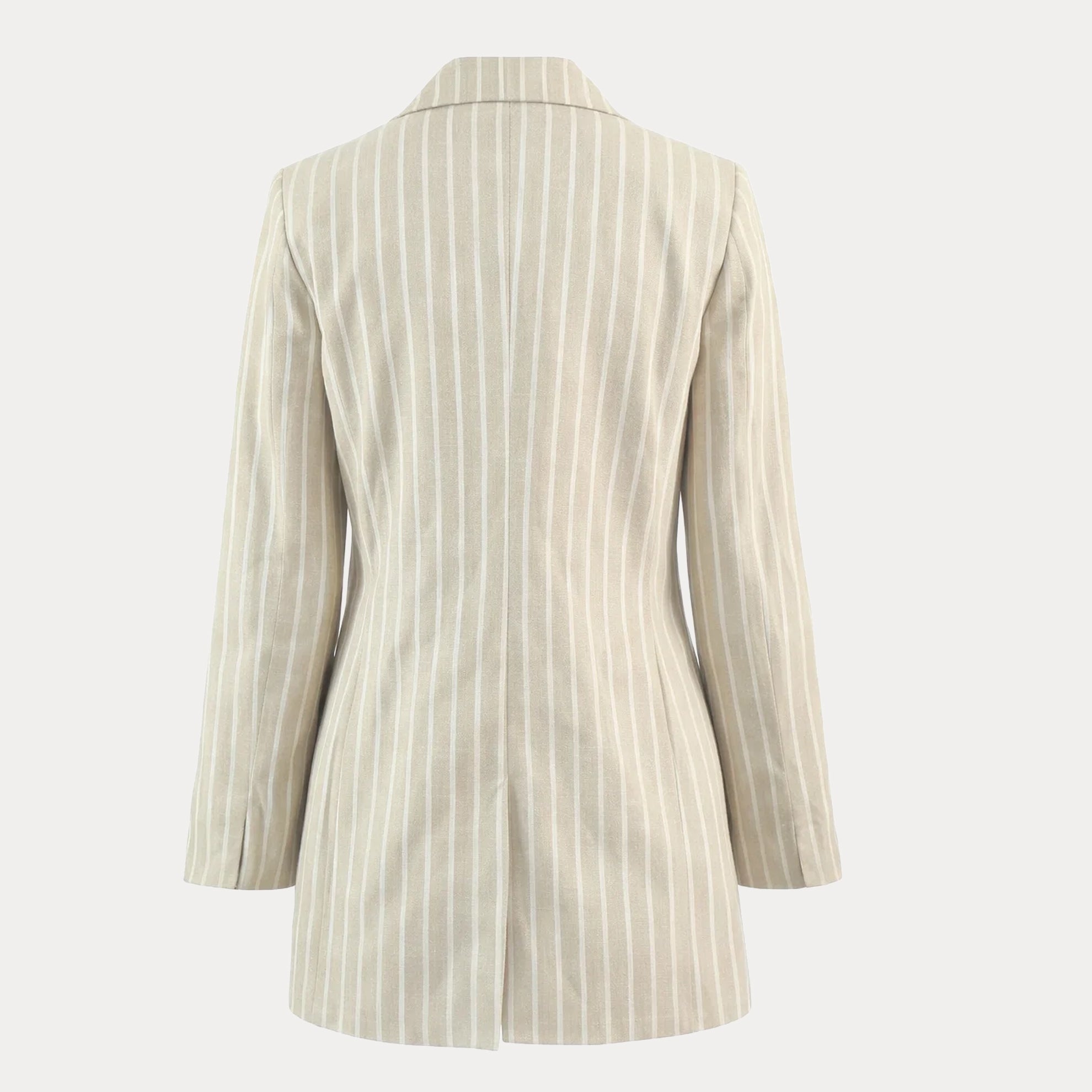 Linen Oversized BlazerKhaki Ivory Stripe