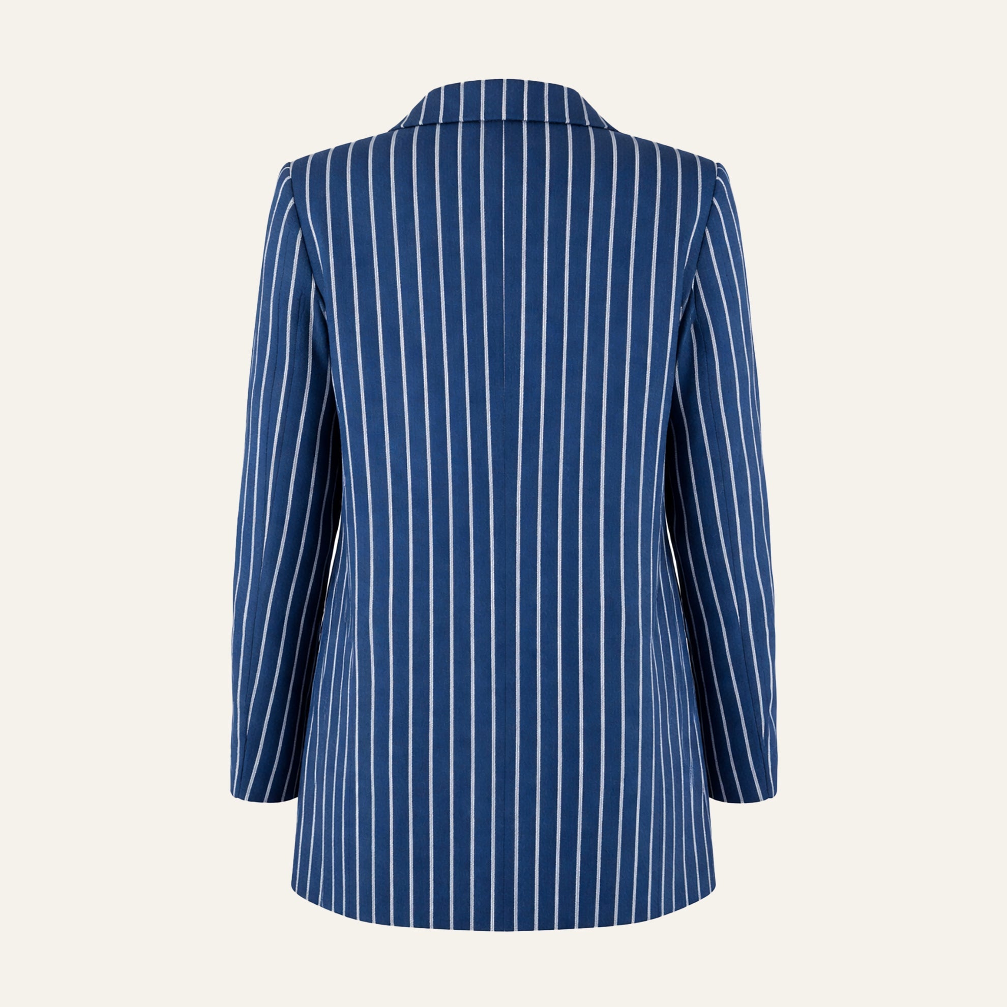Linen Oversized BlazerNavy Cream Stripe
