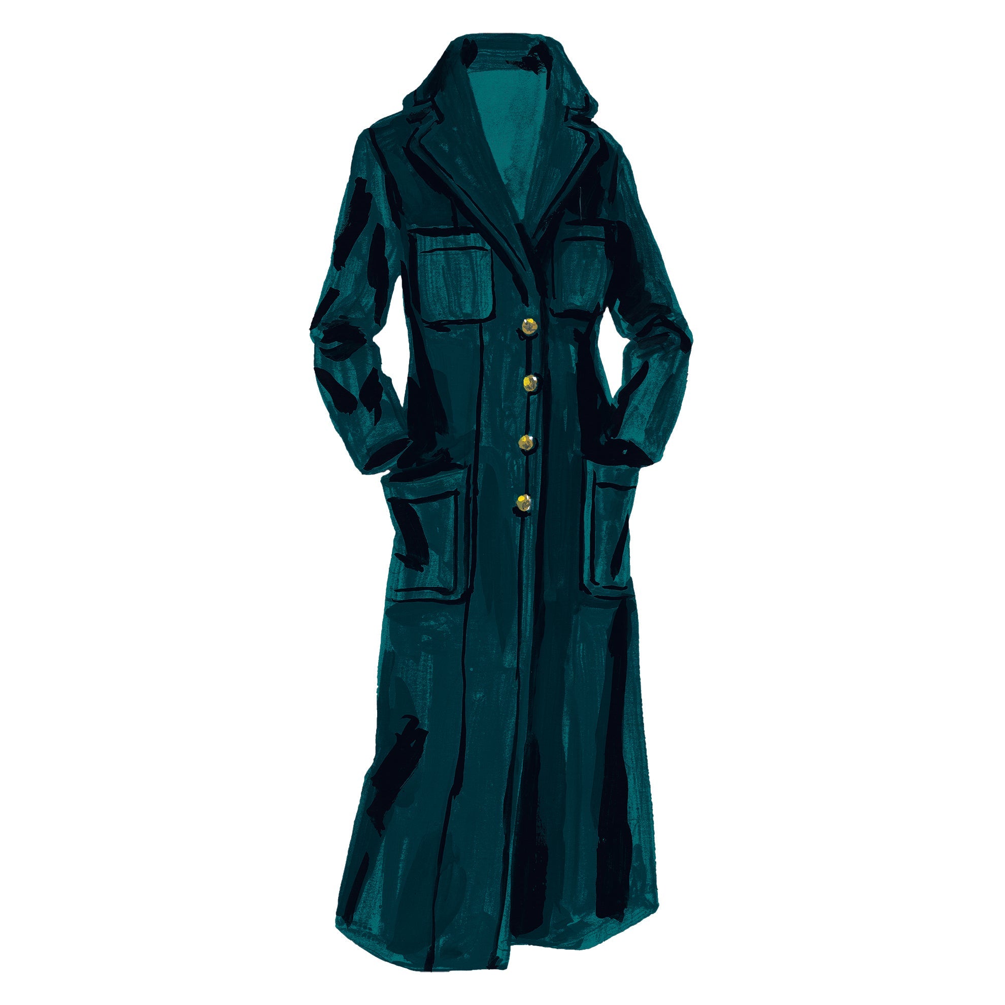 Long Patch Pocket CoatDark Teal