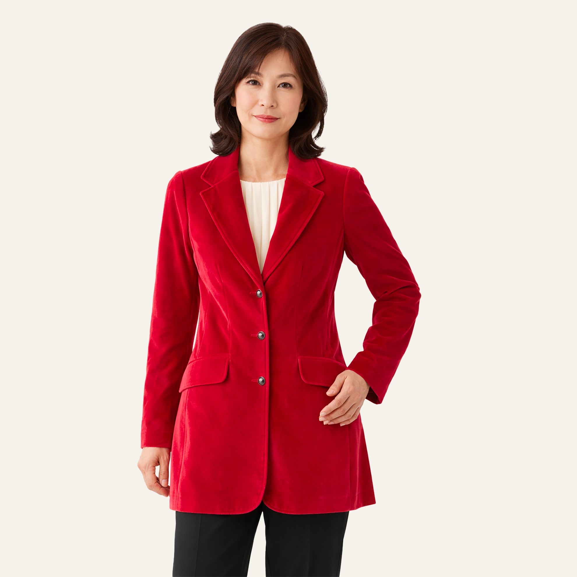 Long Velvet BlazerScarlet