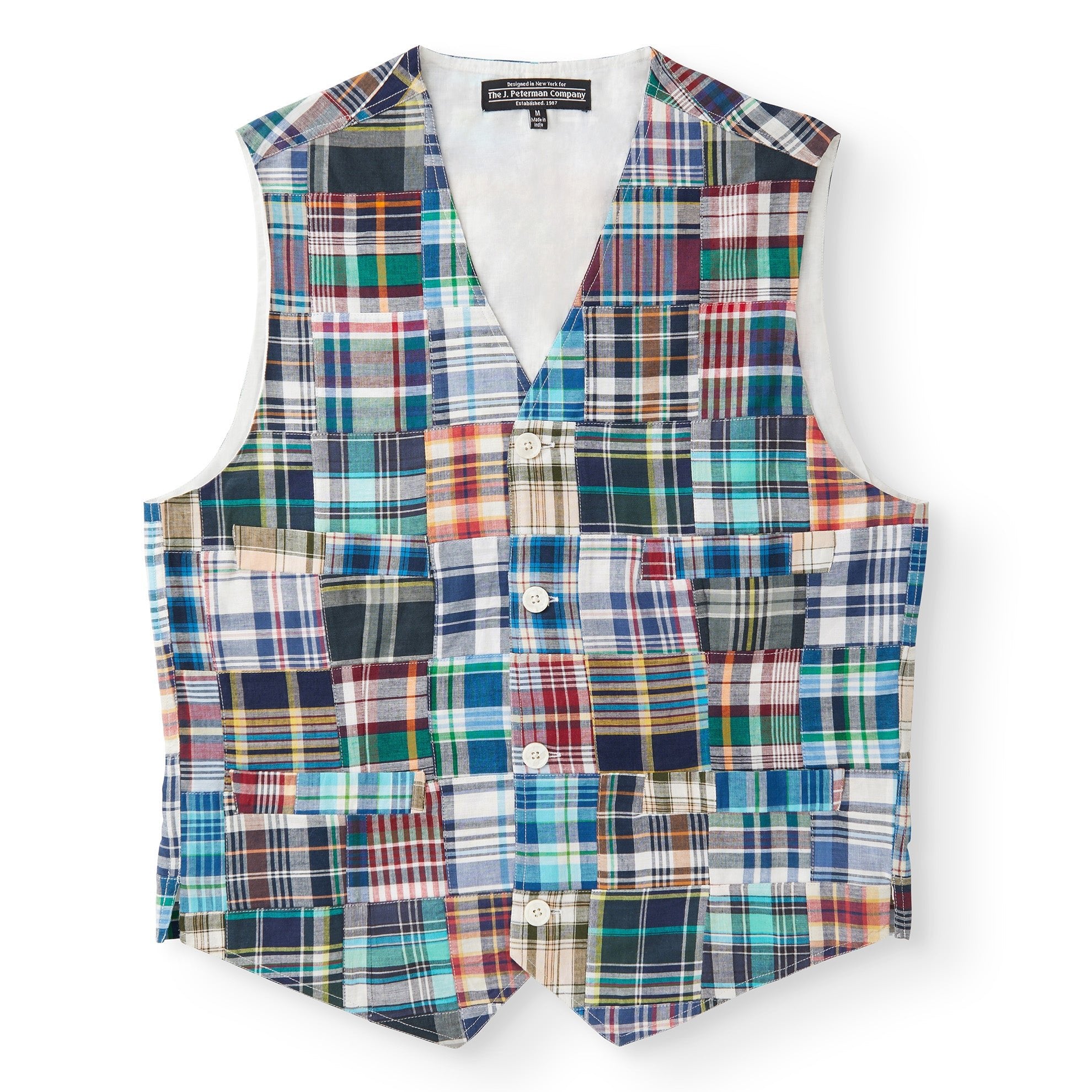 Madras Patchwork VestBlue Multi