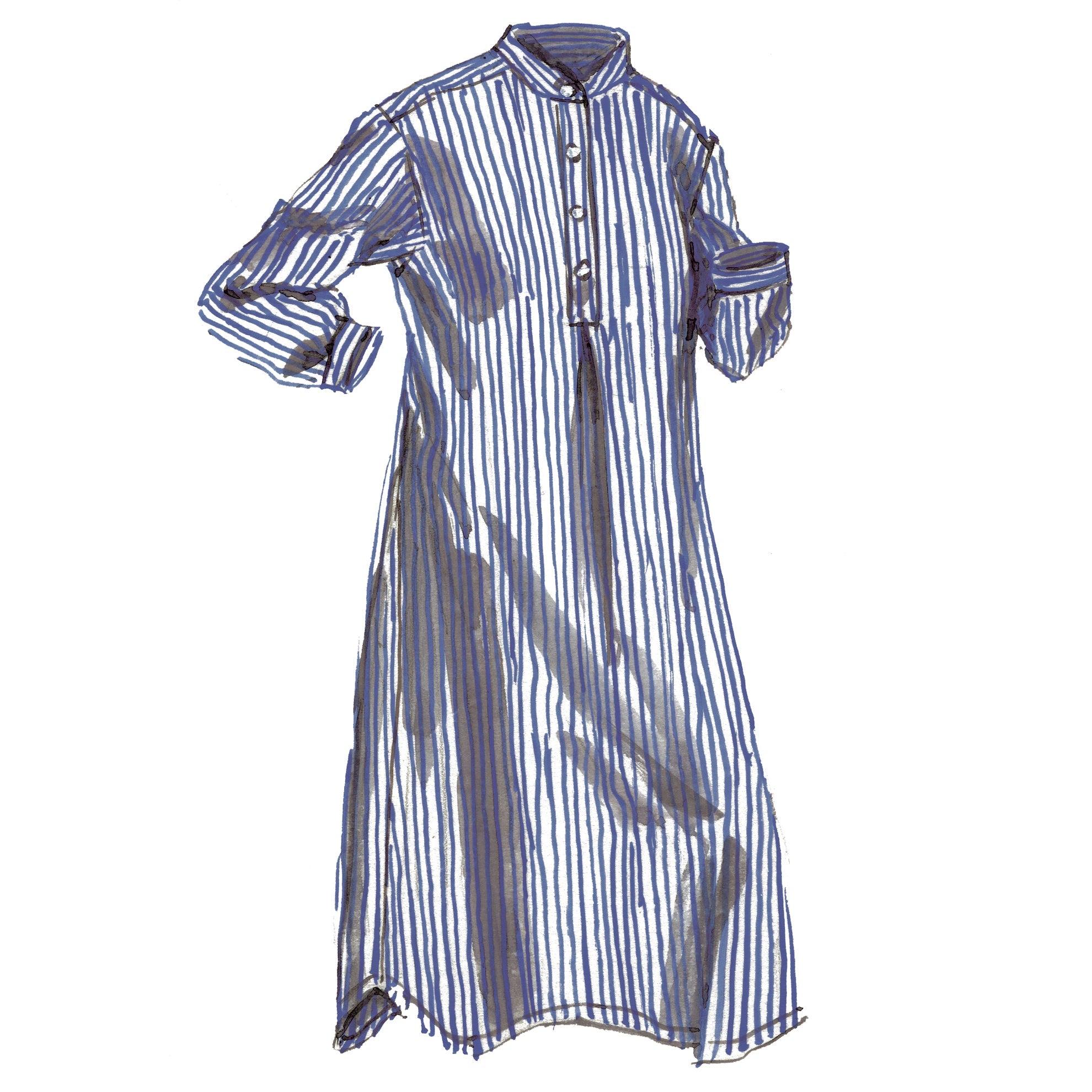 Marie Antoinette Striped NightshirtBlue White Stripe