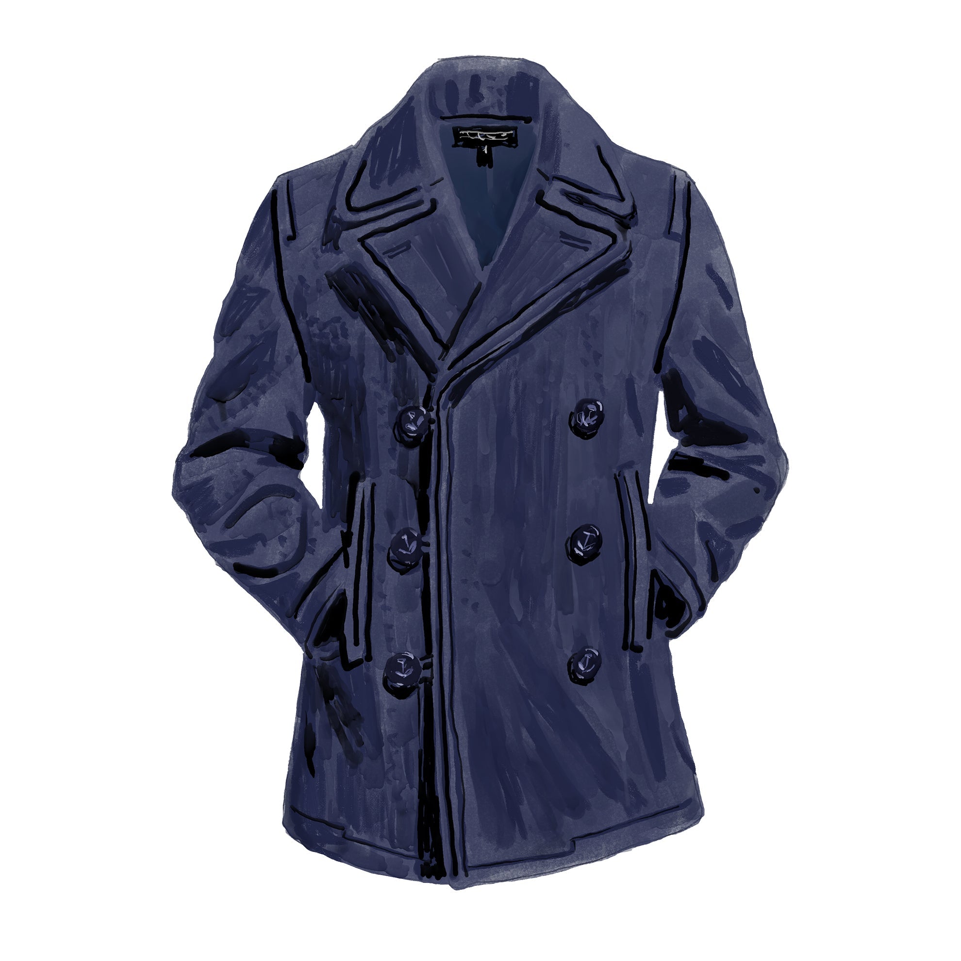 Long blue peacoat best sale