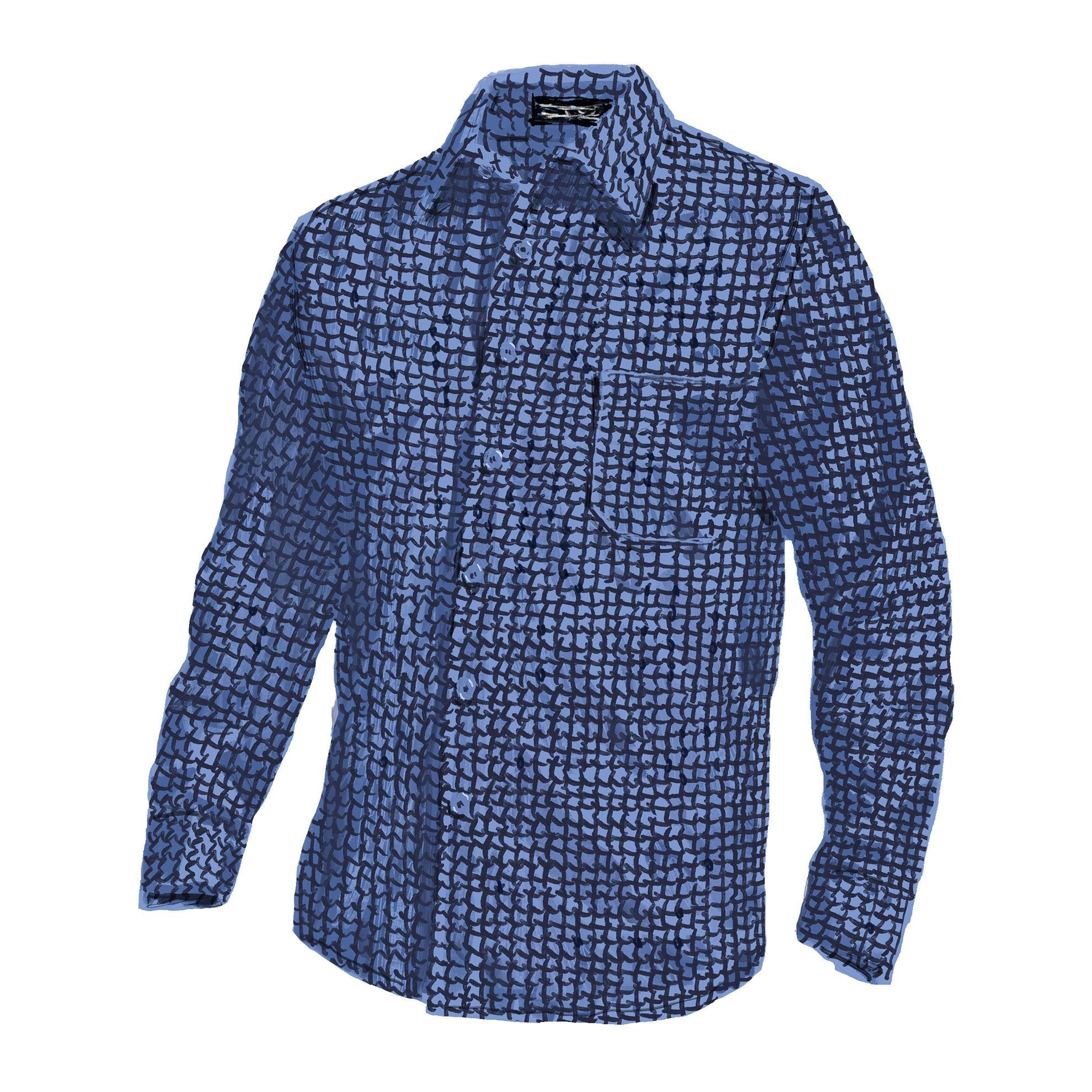 Micro Houndstooth Flannel ShirtNavy