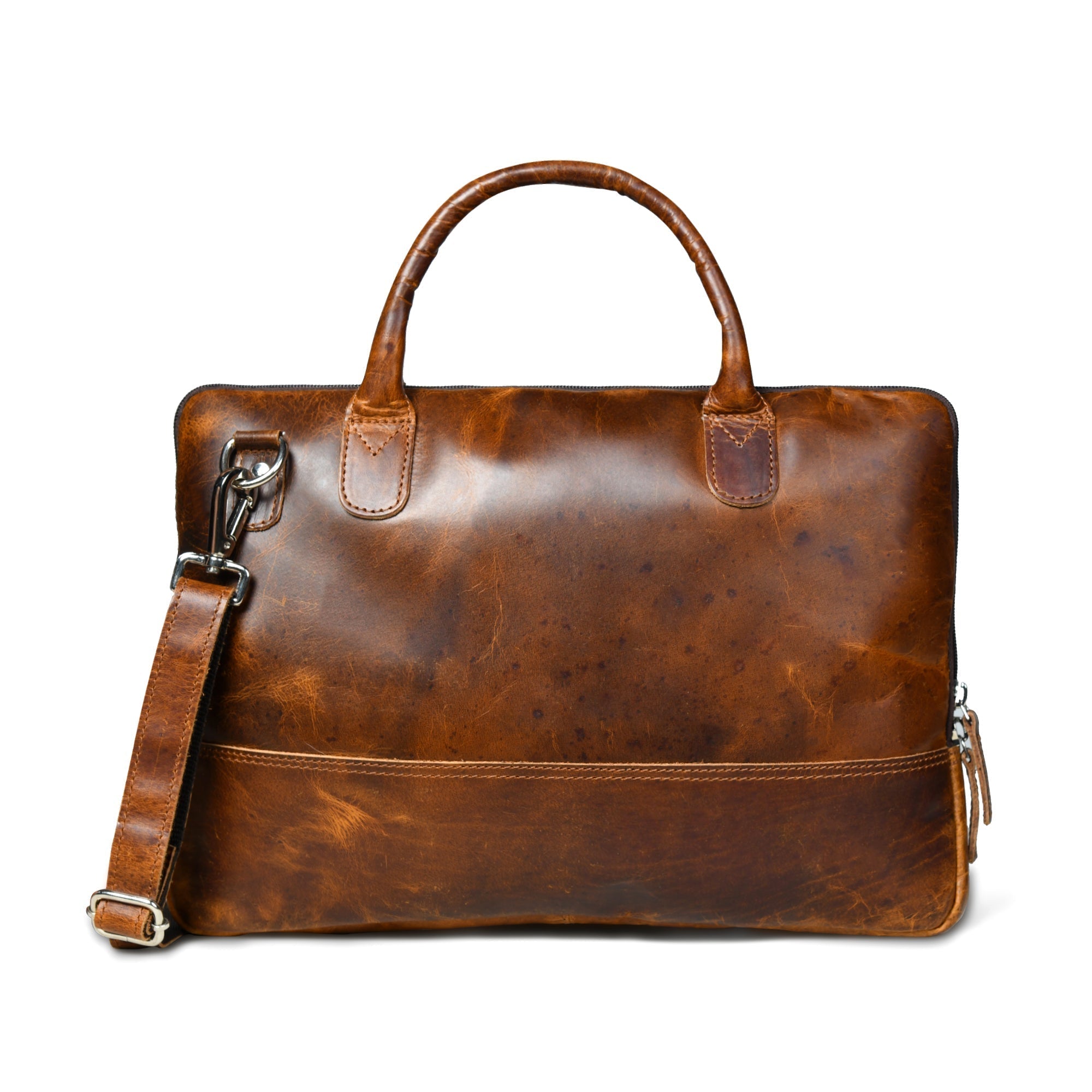Modernist Leather Laptop Bag - Brown